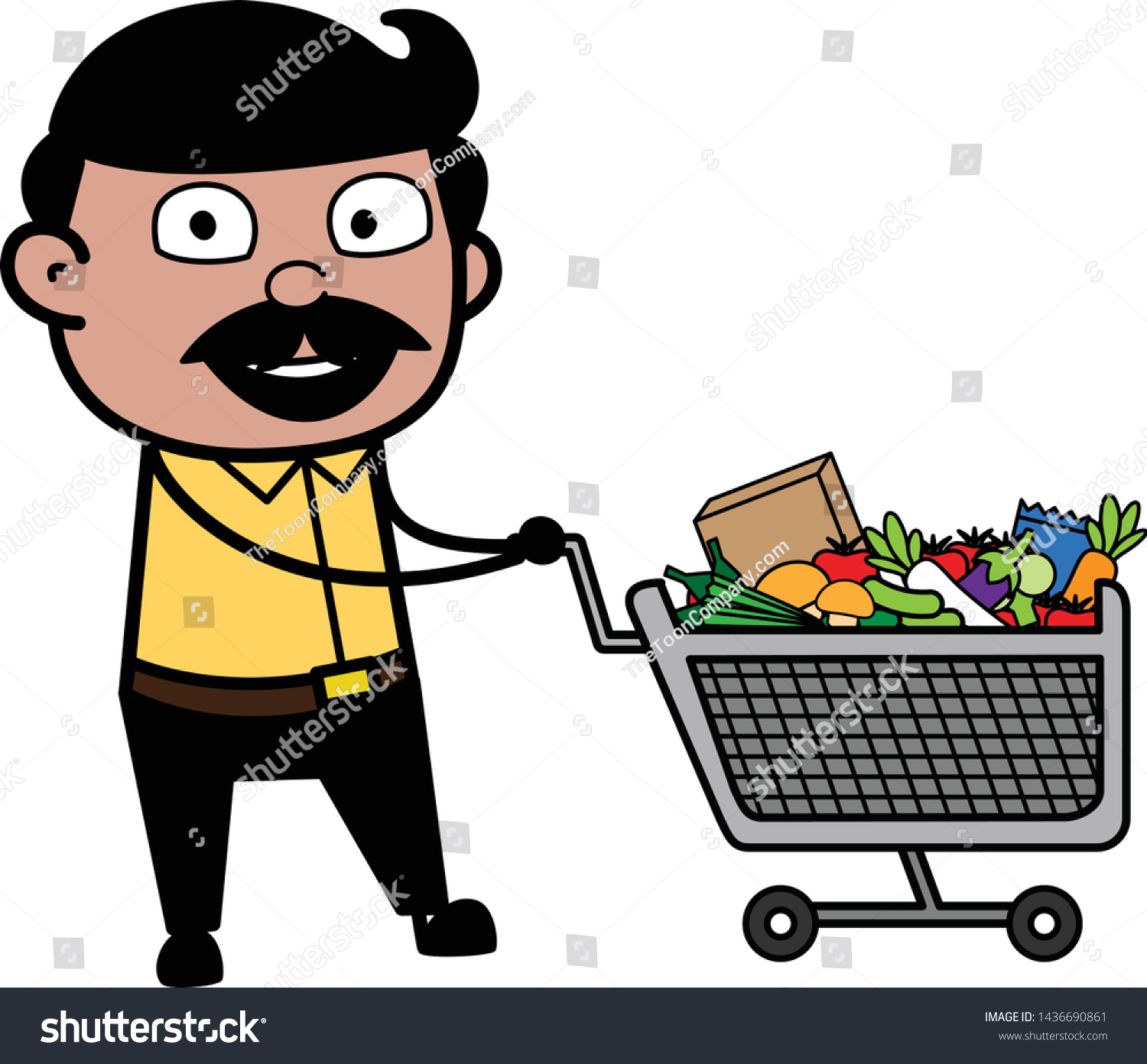 Shopping Indian Cartoon Man Father Vector Stock Vektorgrafik Lizenzfrei