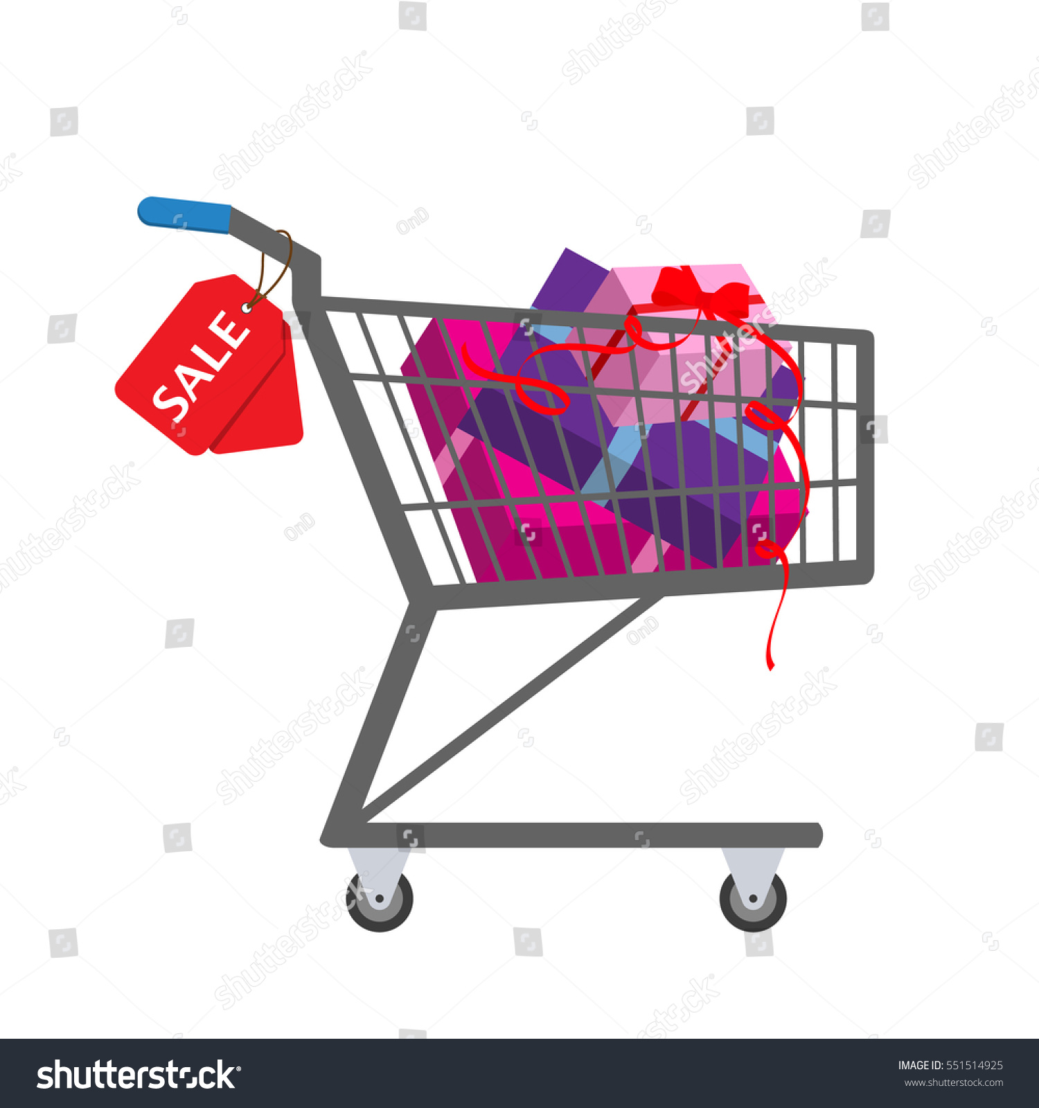 Shopping Trolley Full Gift Boxes Sale: vector de stock (libre de