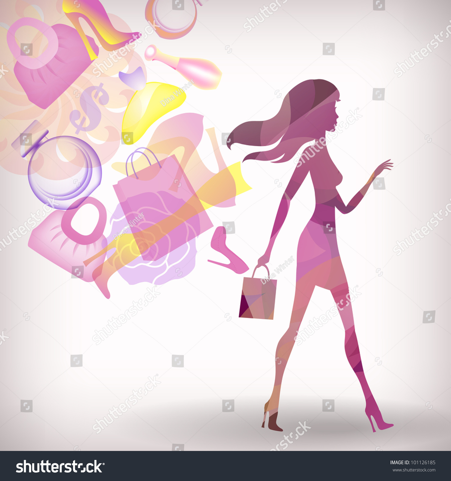 Shopping Woman Silhouettebest Shopping Vector Illustration Stock Vector ...