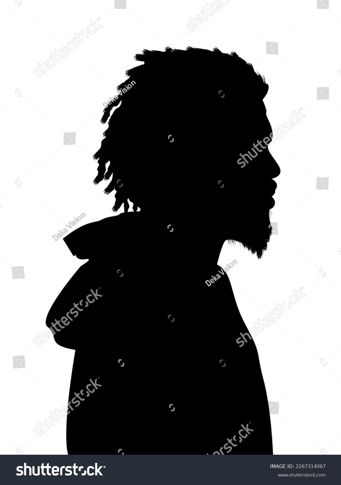 SVG of Short Dreadlocks Curly Hair Black Man Silhouette. svg