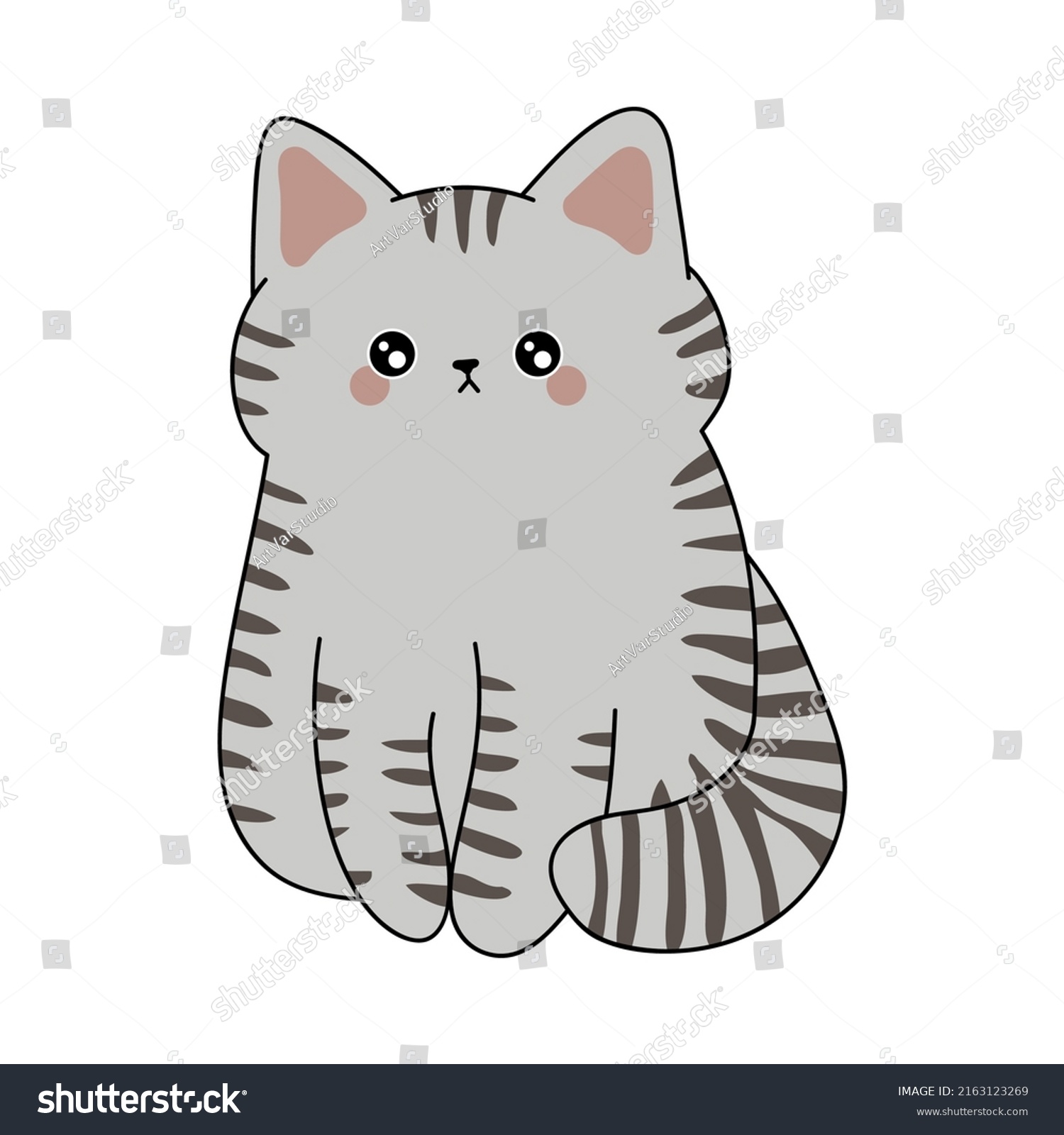 SVG of Shorthair cute cat. Vector illustration of a cute kitten. Cute little illustration of cat for kids, baby book, fairy tales, covers, baby shower invitation, textile t-shirt. svg