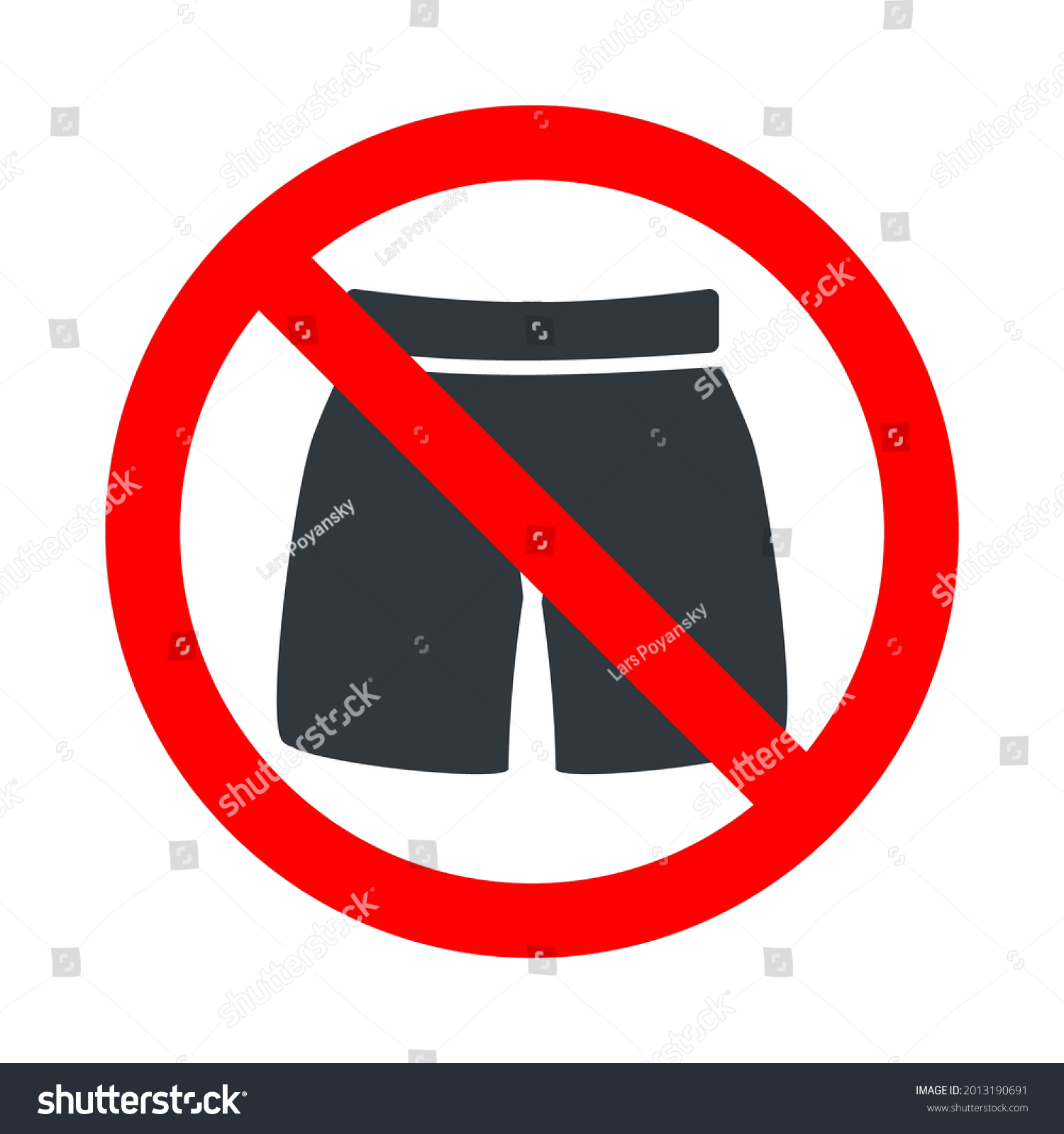 Shorts Not Allowed Red Forbidden Sign Stock Vector (Royalty Free