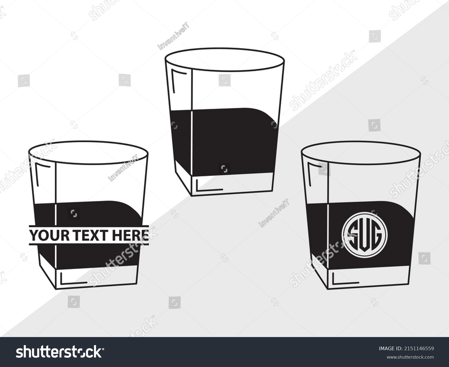 Shot Glass Monogram Printable Vector Illustration Stock Vector Royalty Free 2151146559