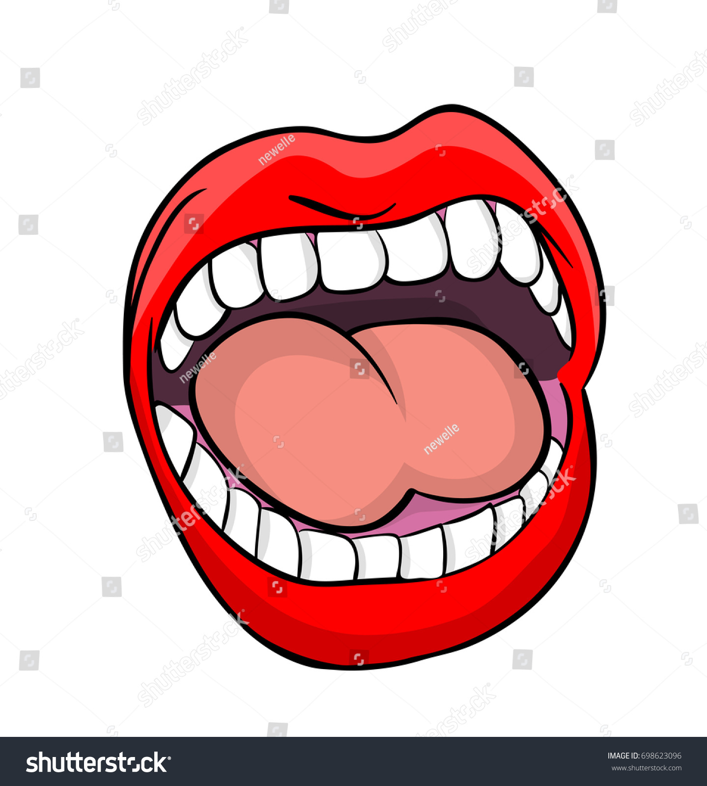 Shouting Lips Teeth Tongue Cartoon Vector Stock Vector (Royalty Free ...