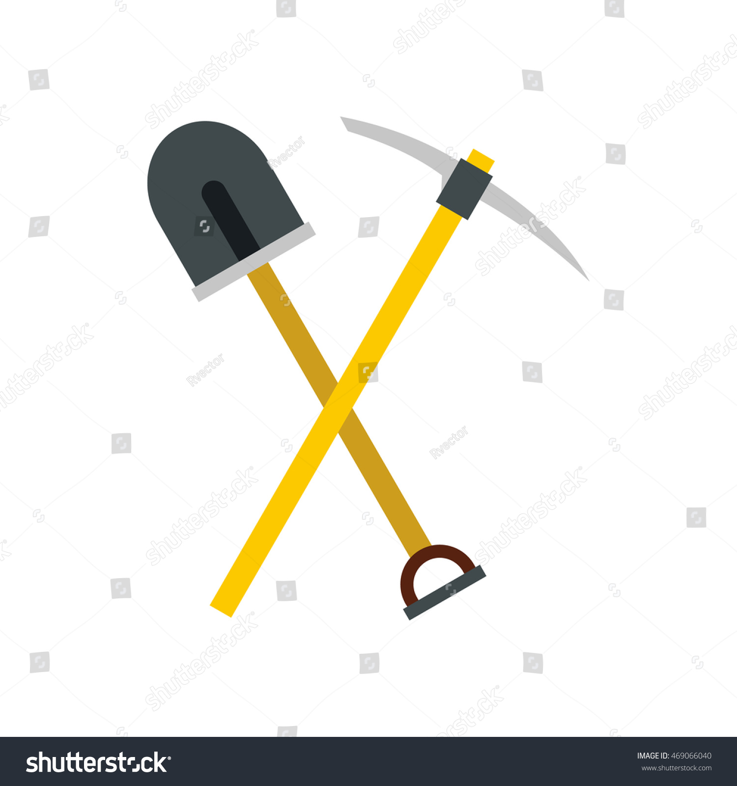 Shovel Pickaxe Icon Flat Style Isolated Stock Vector (Royalty Free ...