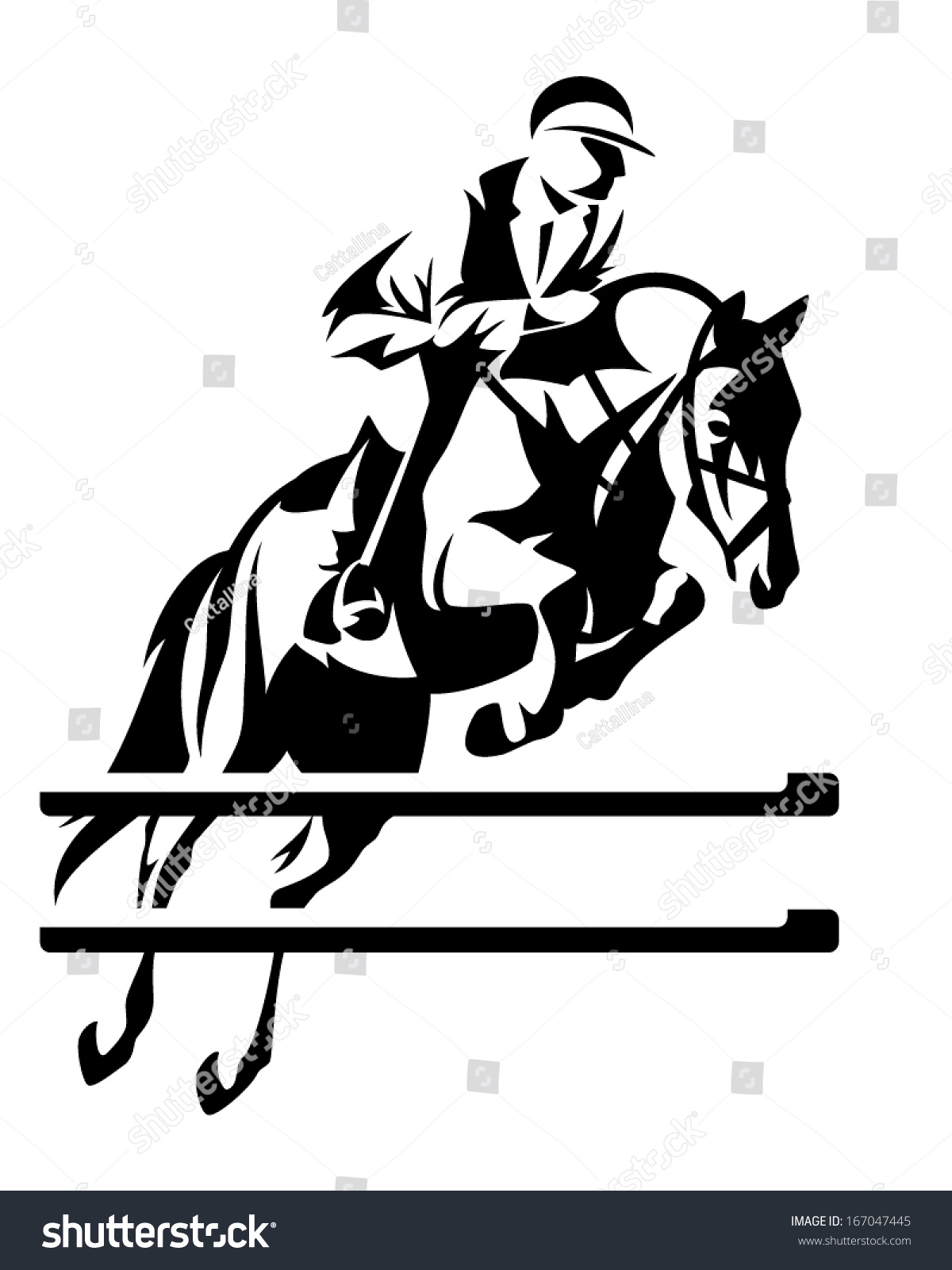 Show Jumping Horseman Design - Black And White Equestrian Sport Emblem ...