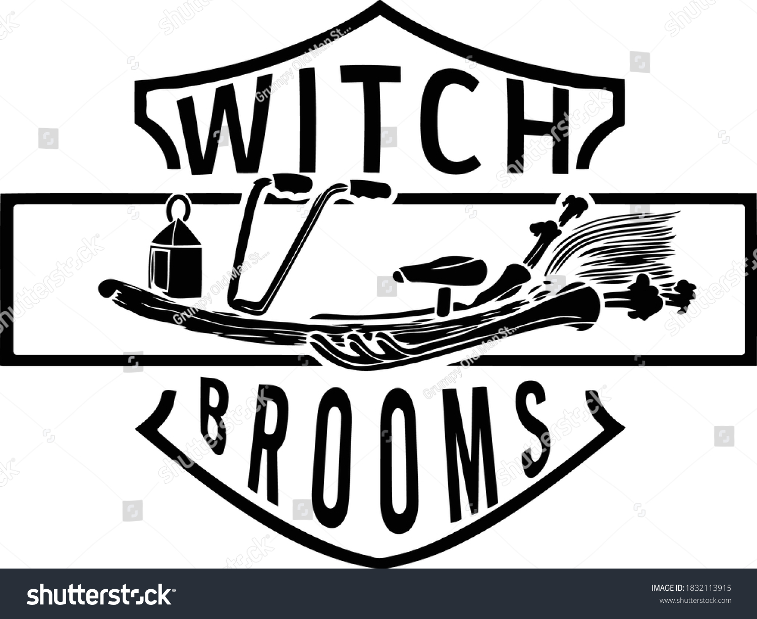SVG of Show off your totally bitchin broom stick  with this design.  This cut file features a Harley Davidson spoof with a motorcyle like witch's broom.  svg