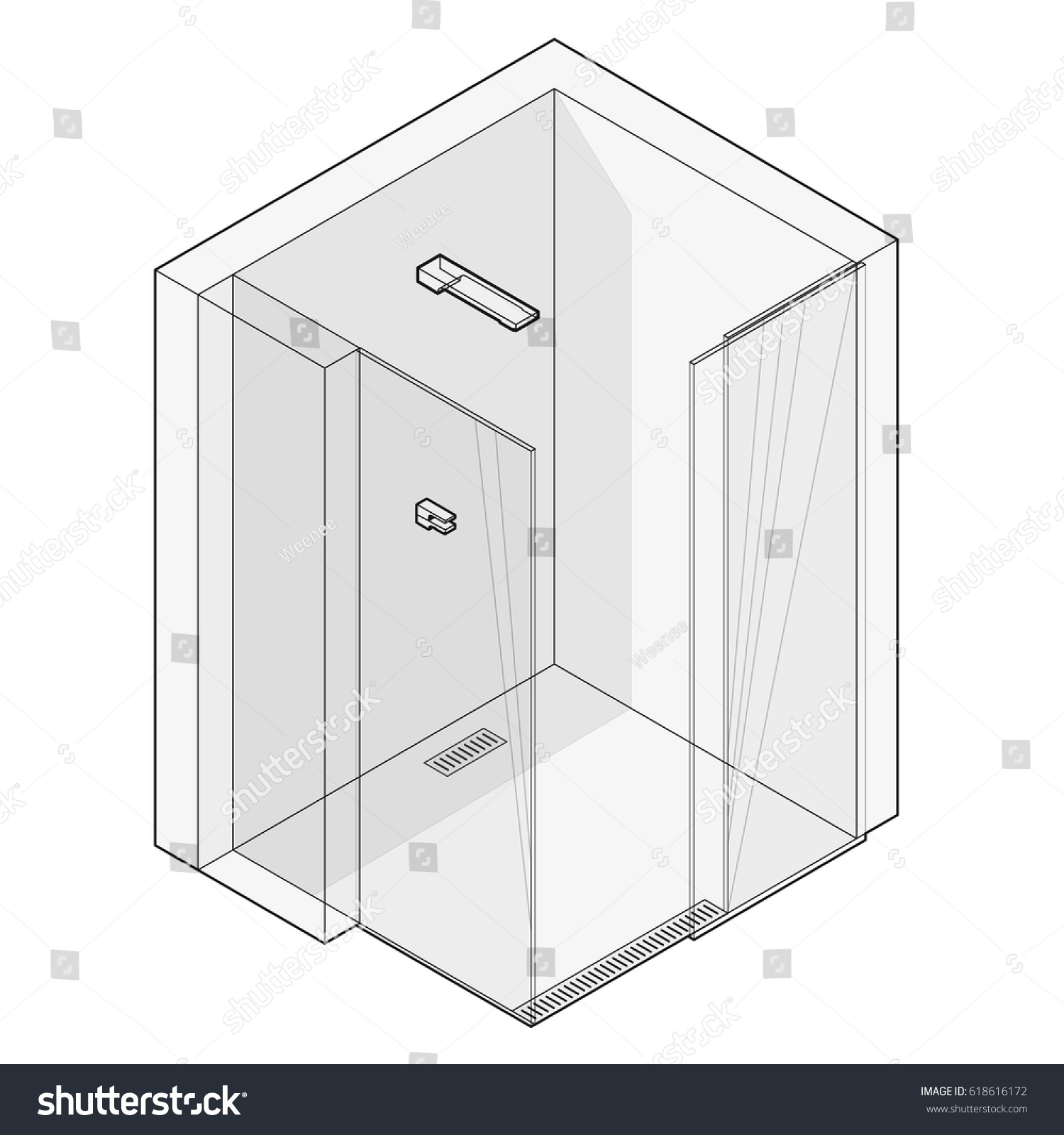 Shower Enclosure Sliding Glass Doors Outlined Stock Vector Royalty Shower Enclosure With Sliding Glass Doors Outlined Modern White Bathroom Vector Barier Free