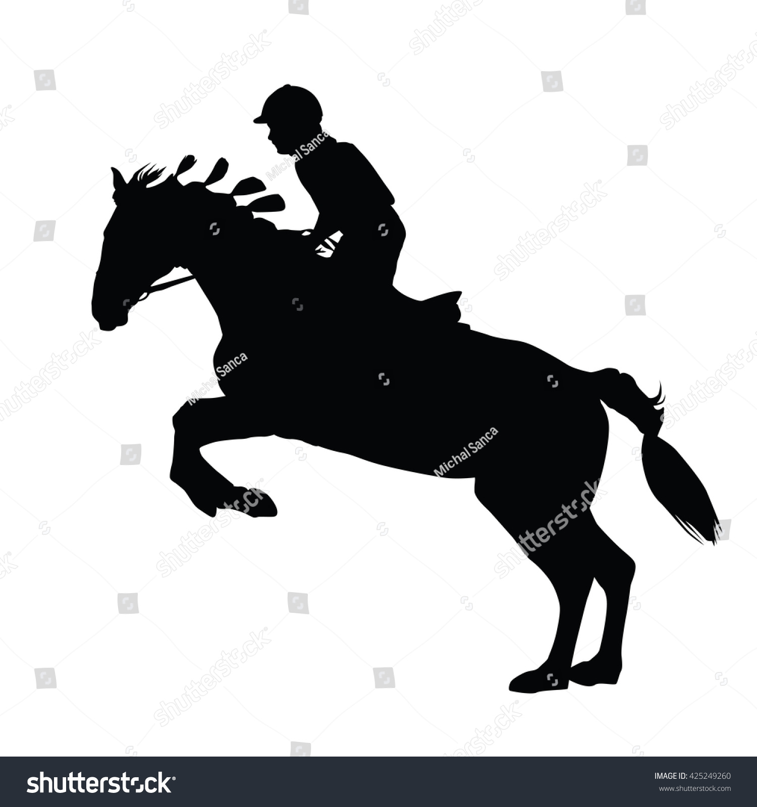 Showjumping Horse Rider Jumps Horse Profile Stock Vector (Royalty Free ...