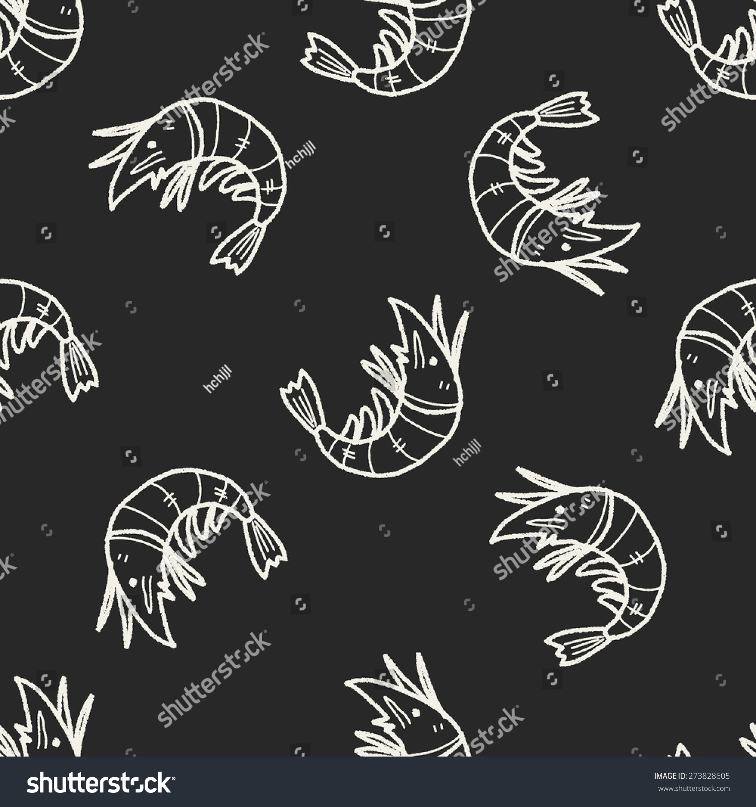 Shrimp Doodle Seamless Pattern Background Stock Vector 273828605 ...