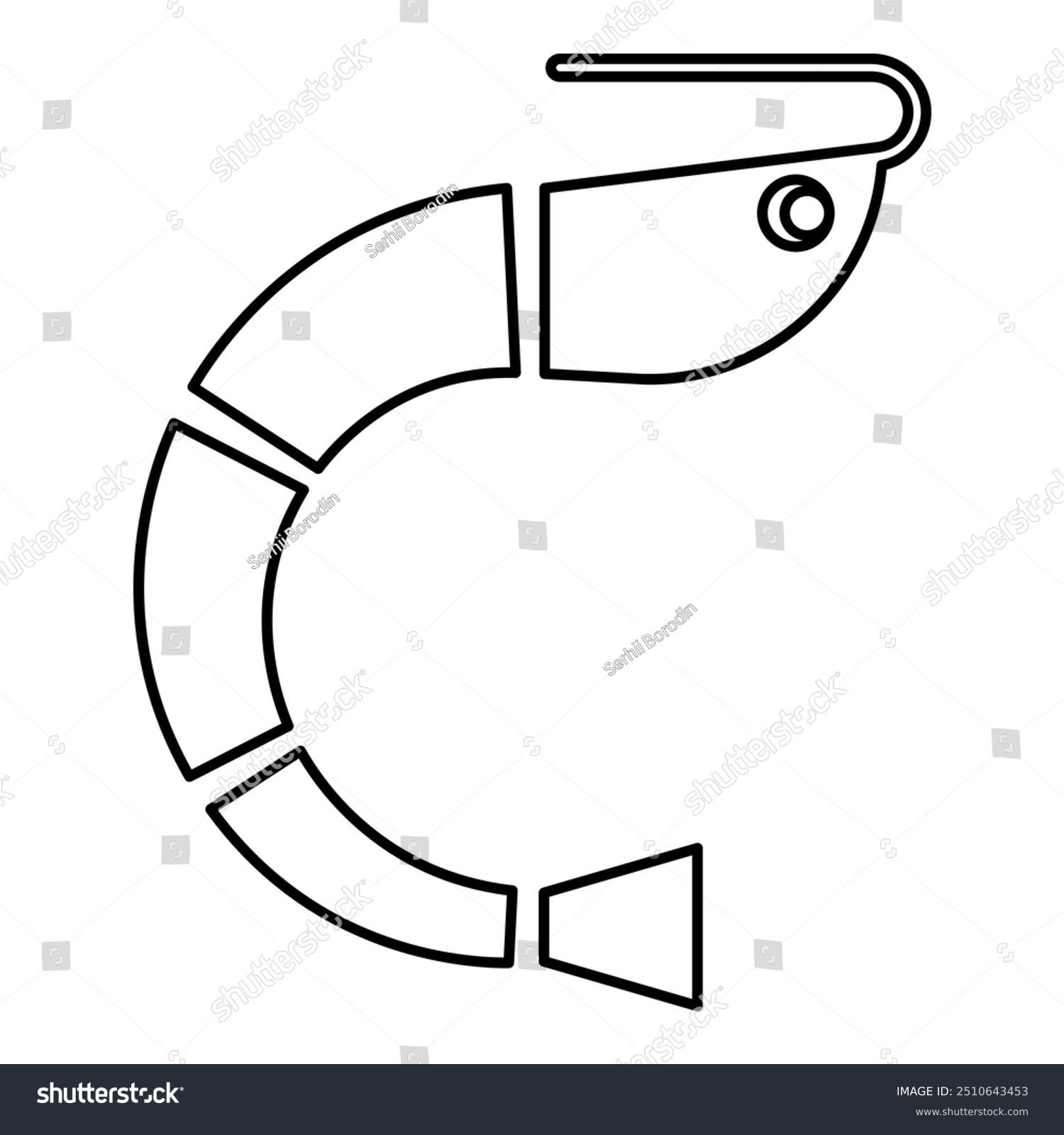 recommend clip art: Shrimp prawn tiger food contour outline line icon black color vector illustration image thin flat style