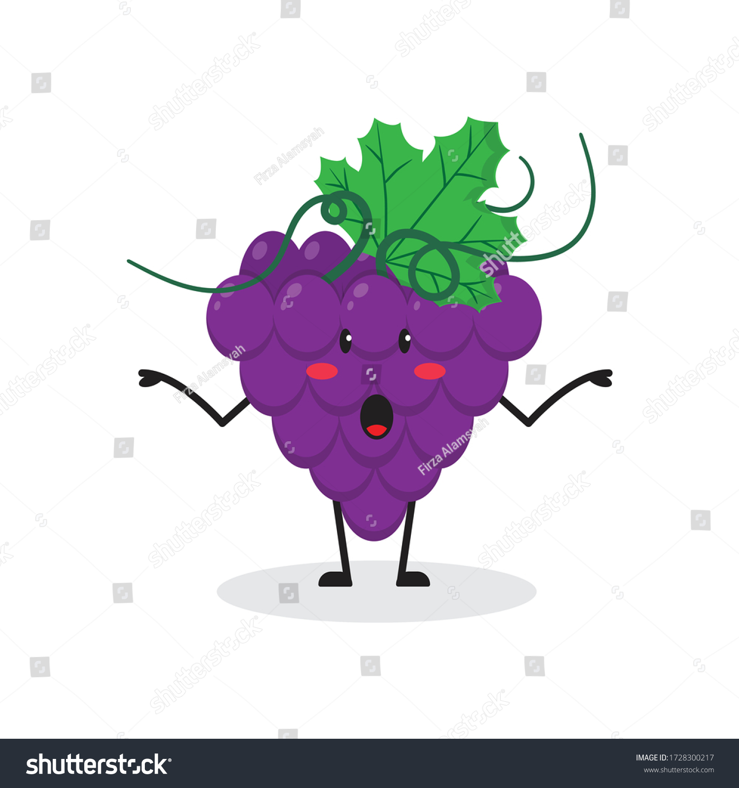 Shrug Grape Fruit Cute Character Mascot Stock Vector (Royalty Free ...