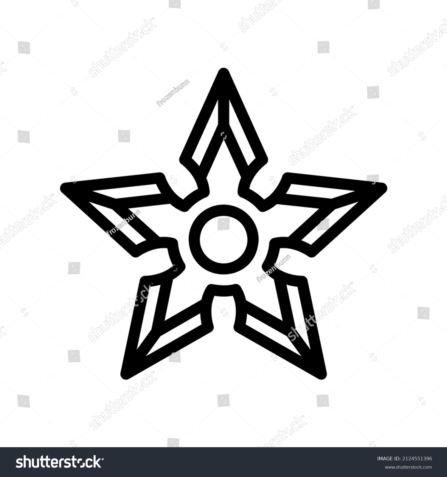 Shuriken Sign Outline Linear Icon Stock Vector (Royalty Free ...