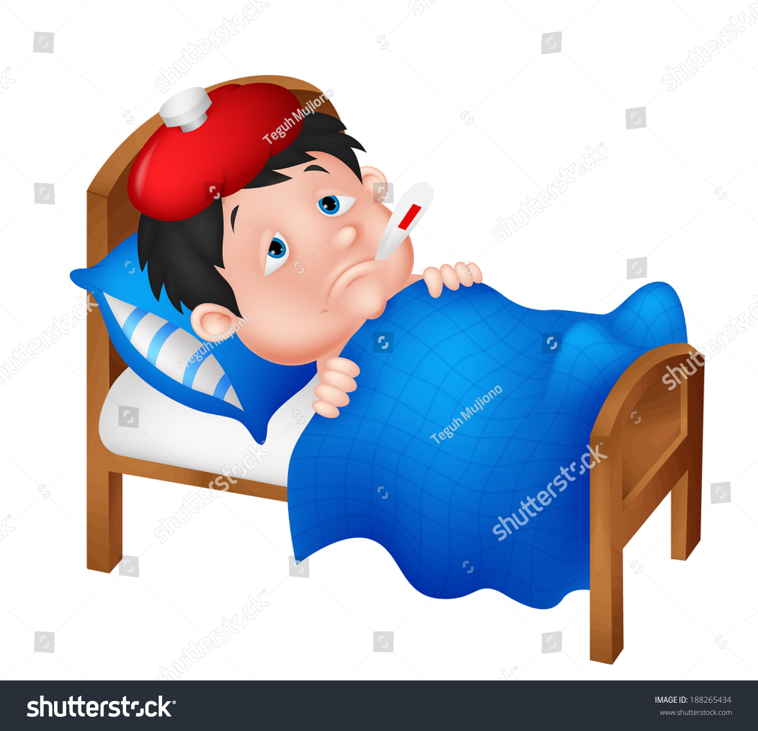 Sick Boy Lying Bed Stock Vector (Royalty Free) 188265434 | Shutterstock