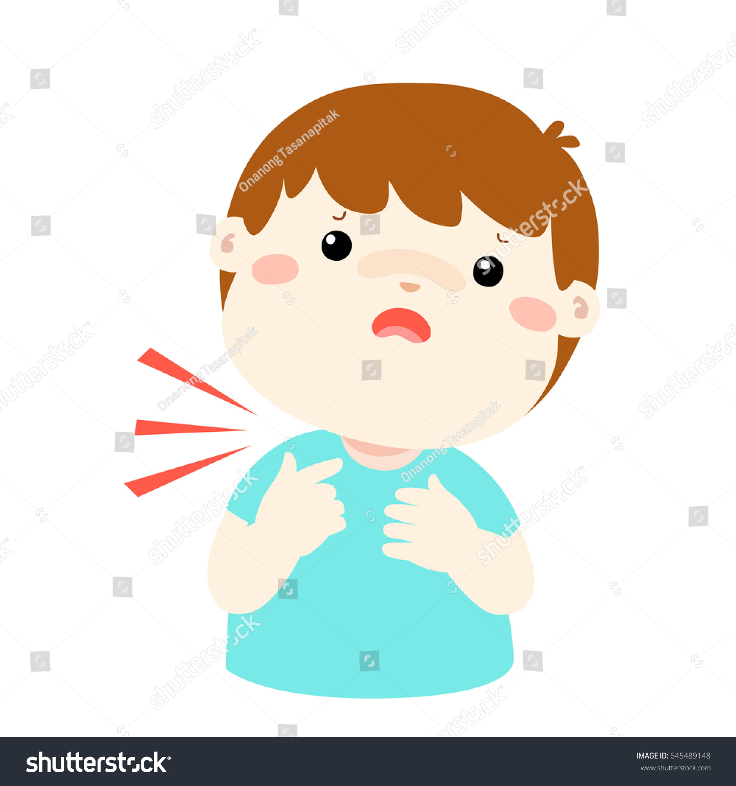 Sick Boy Sore Throat Cartoon Vector Stock Vector (royalty Free 