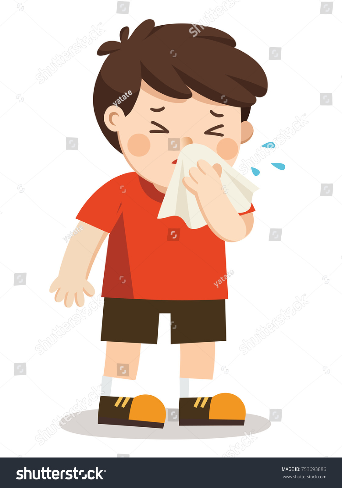 Sick Kid Boy Handkerchief Hand Season Stock Vector (Royalty Free) 753693886