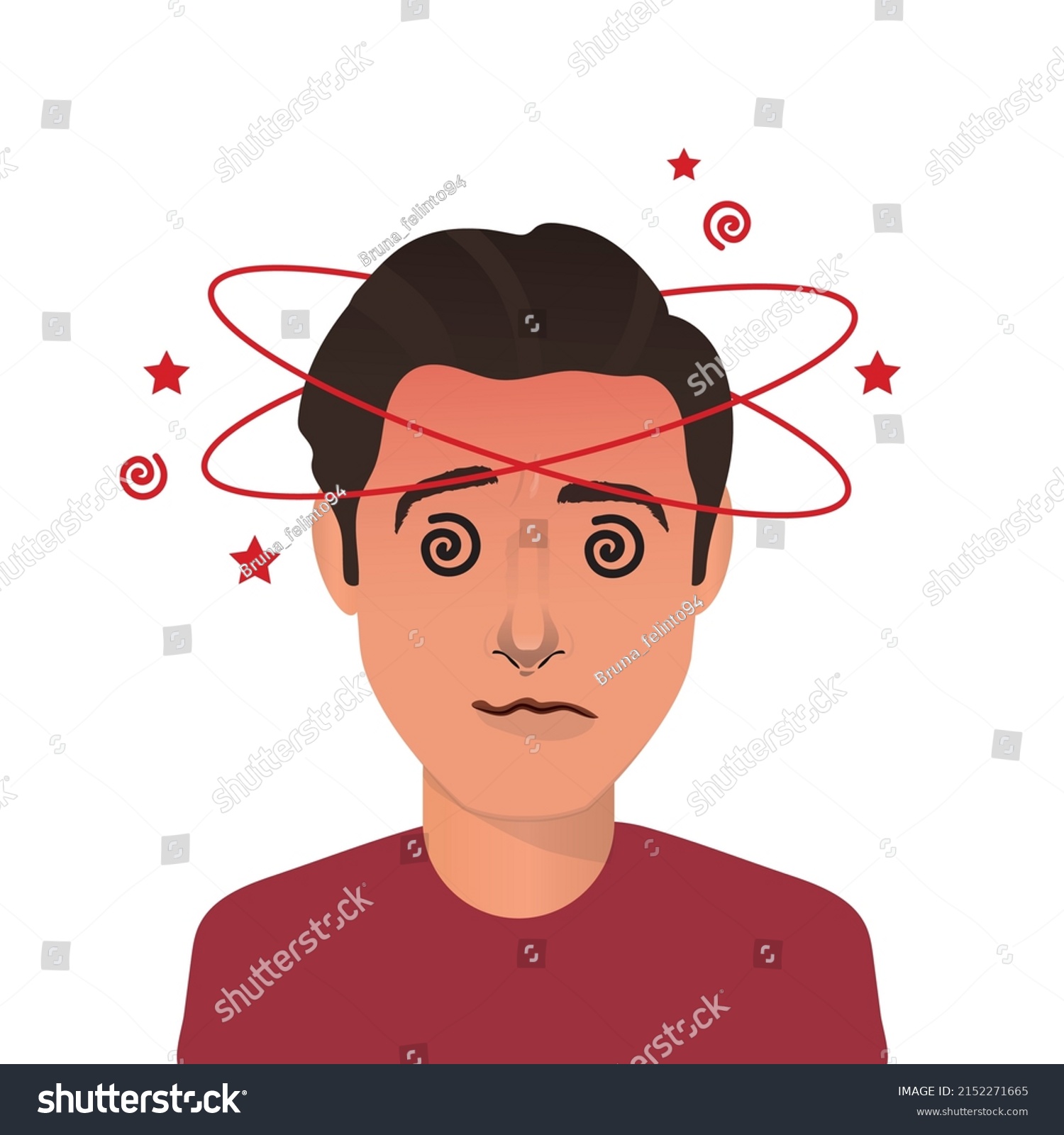 Sick Man Having Dizzy Symptom Flat Stock Vector (Royalty Free ...