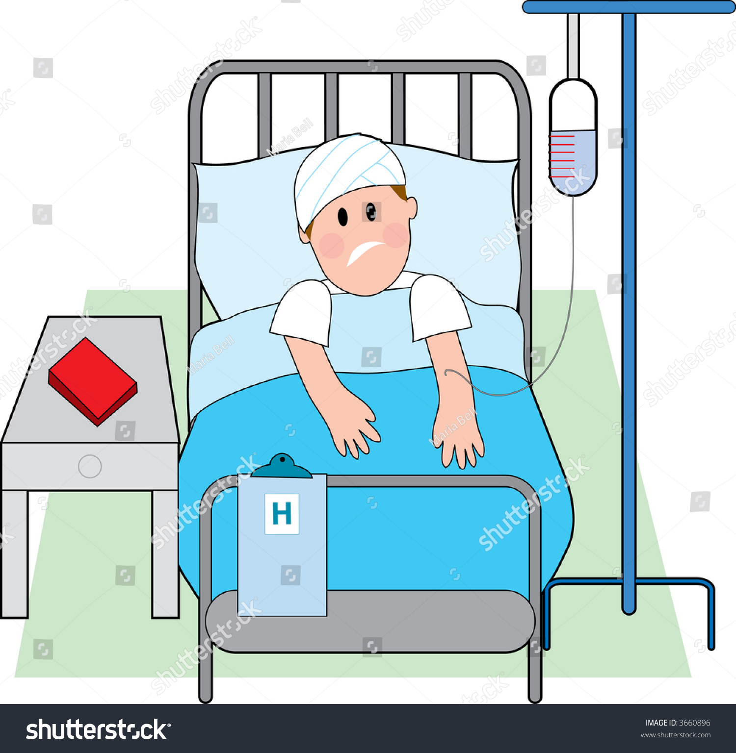 Sick Man Hospital Bed Intravenous Stock Vector 3660896 - Shutterstock