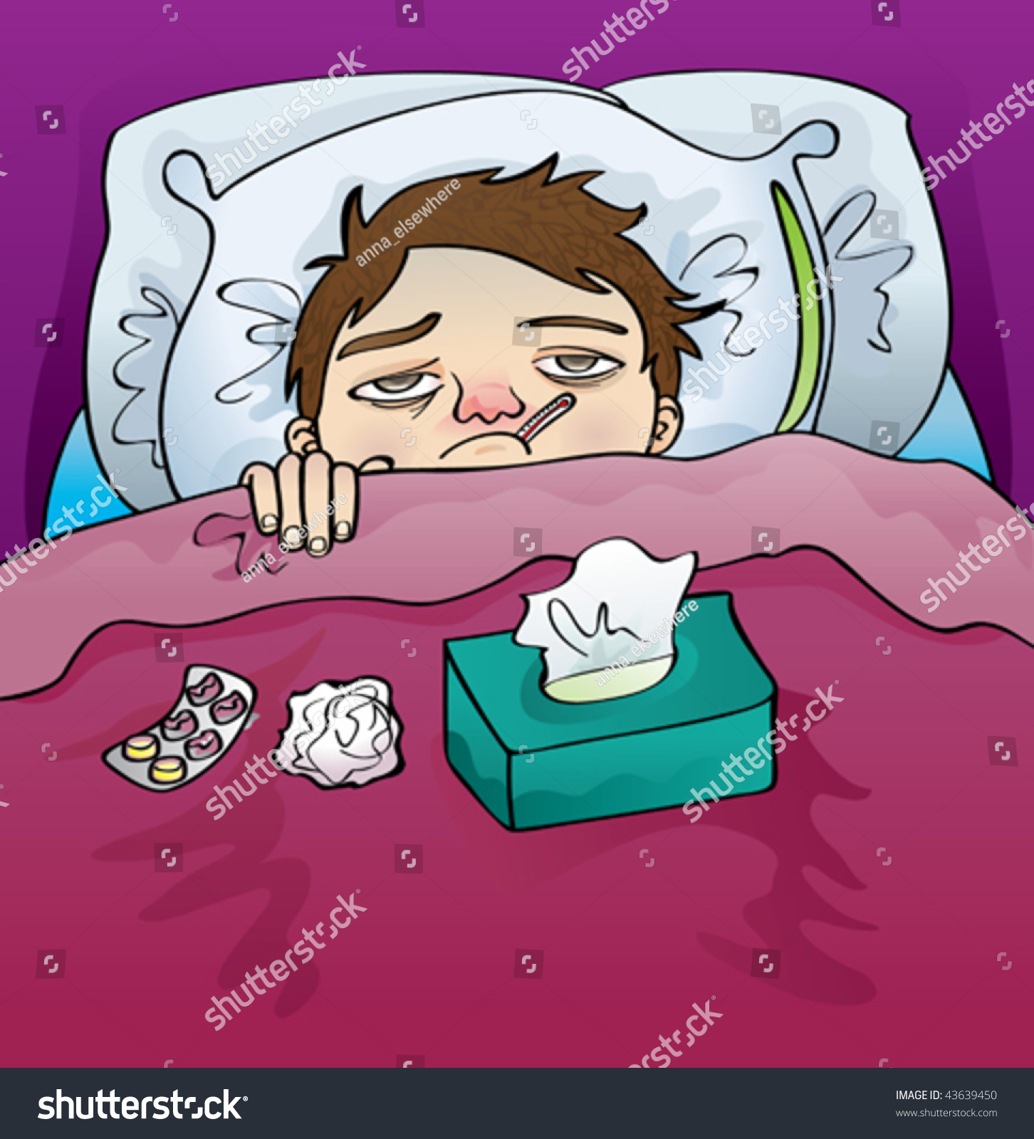 Sick Flu Vector Illustration Poor Guy Stock Vector (Royalty Free) 43639450