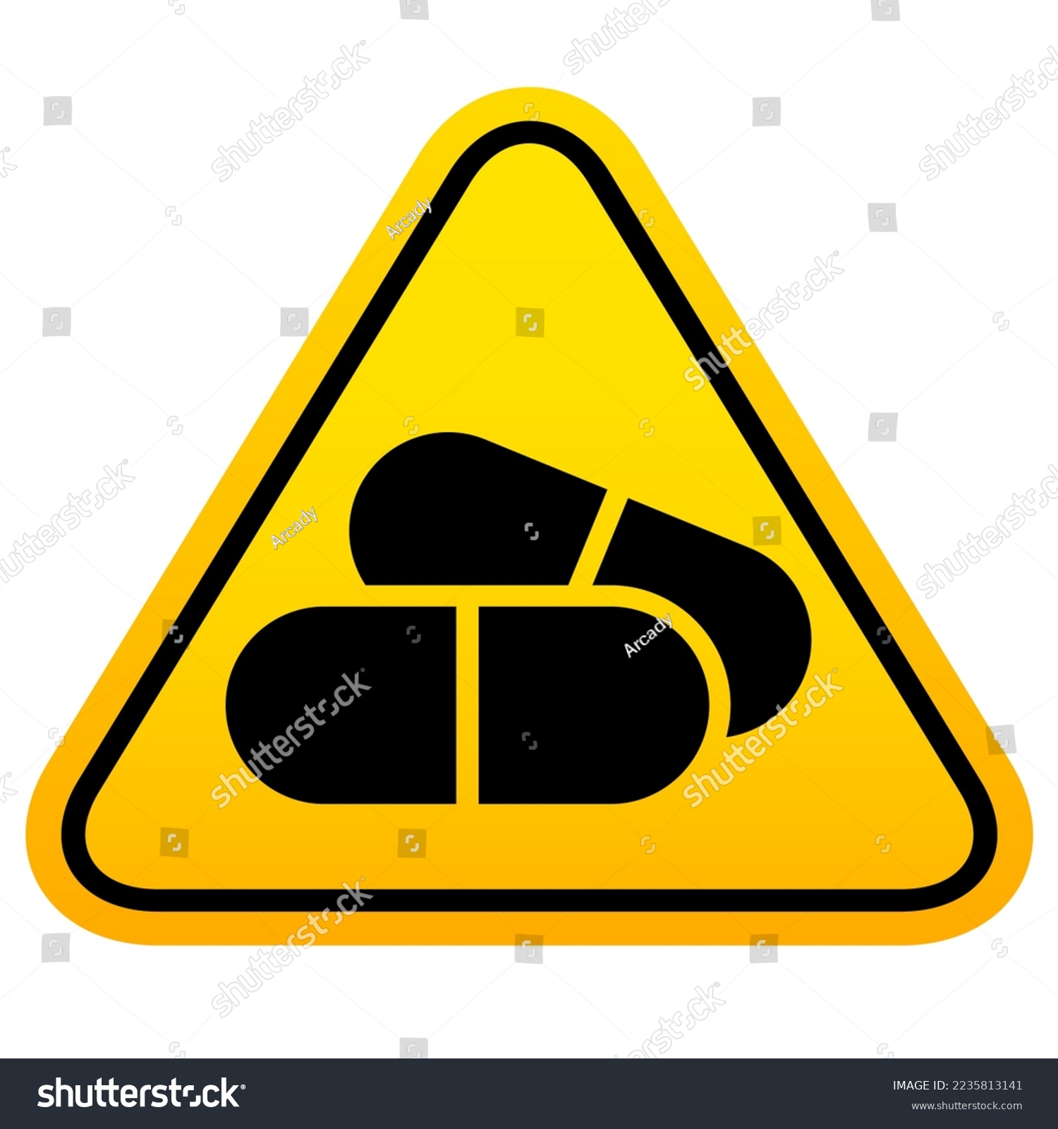 SVG of Side effects medical warning sign on white background, precaution vector sign of possible drugs addiction svg