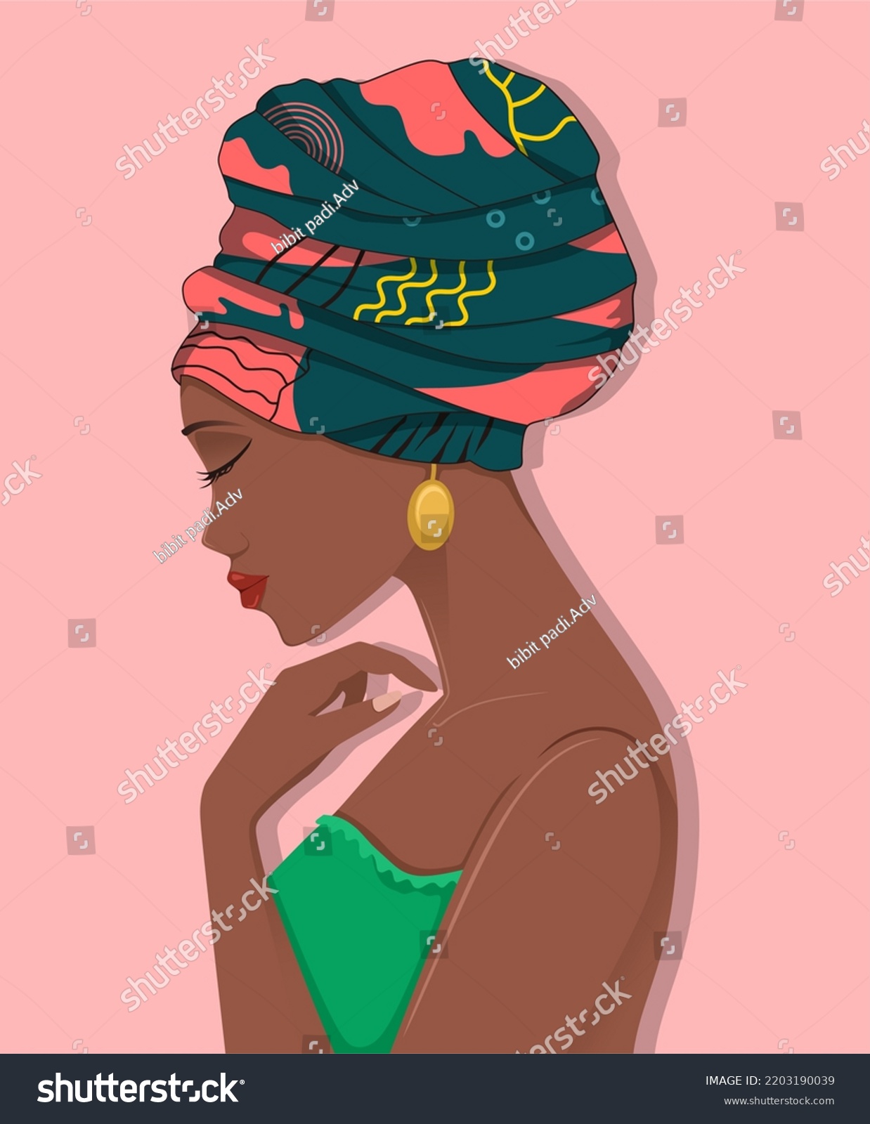 SVG of Side portrait of black afro woman face on pink background. Beautiful woman Flat cartoon vector illustration svg