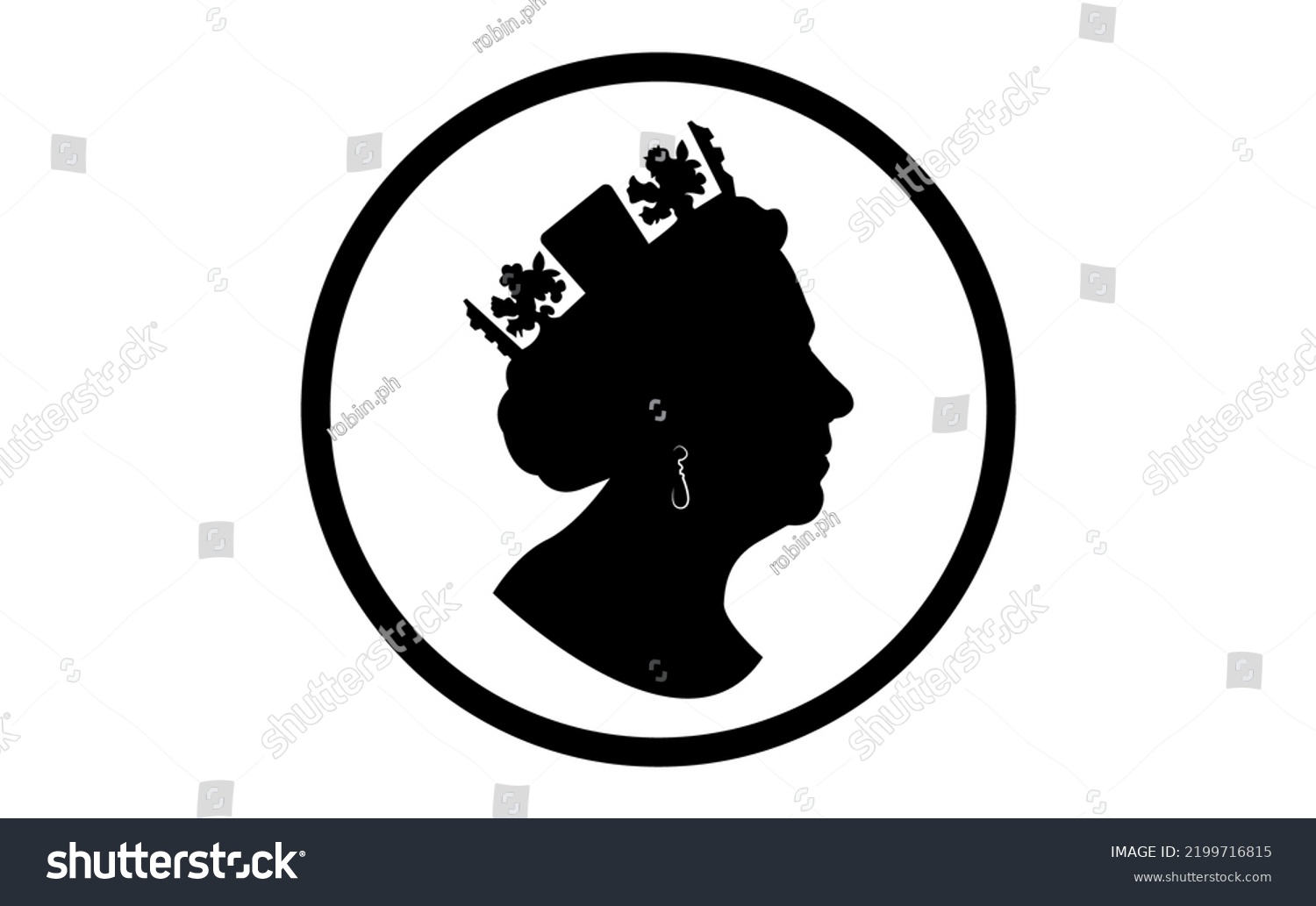 SVG of side profile of Queen Elizabeth II. The Queen's silhouette portrait, round icon vector illustration isolated on white background  svg