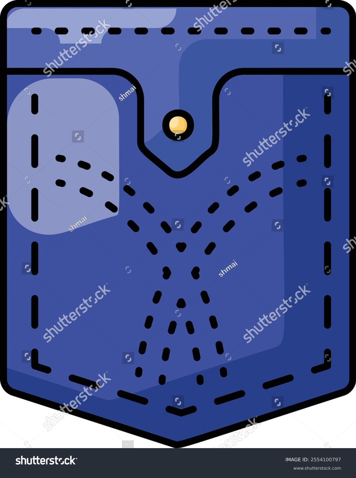 blue pocket icon, stitched, flat design clip art preview