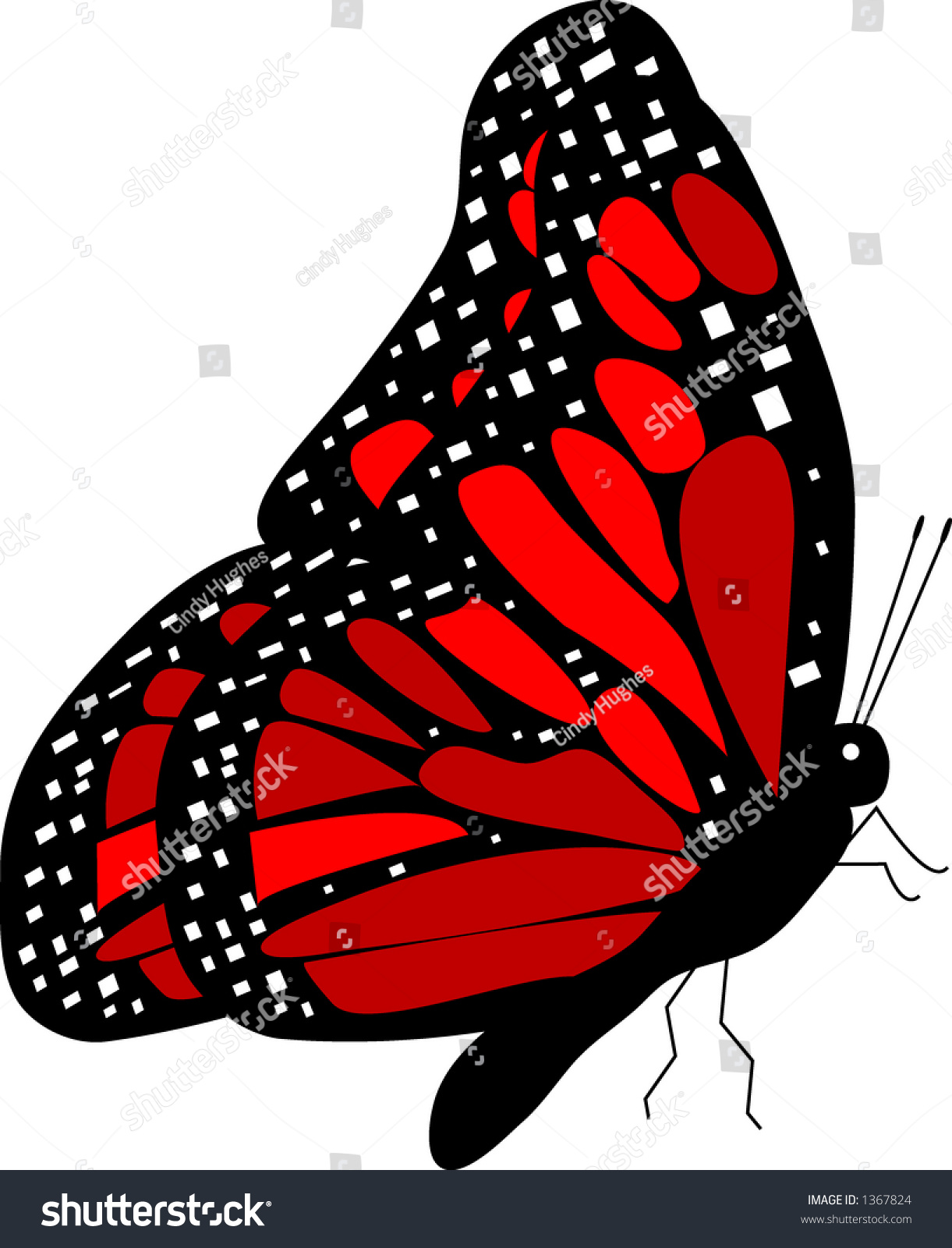 Download Side View Red Monarch Butterfly Vector Stock Vector ...