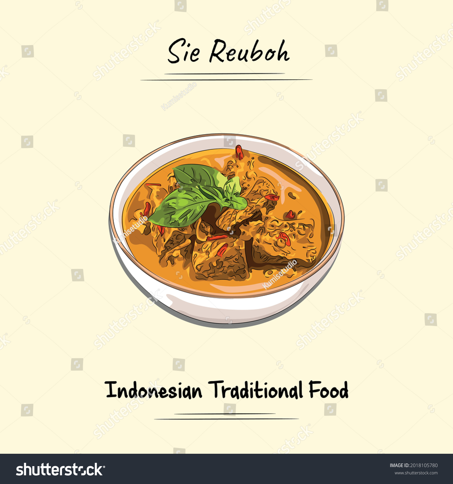 SVG of Sie Reuboh Illustration Sketch And Vector Style, Traditional Food From Aceh, Good to use for restaurant menu, Indonesian food recipe book, and food content. svg