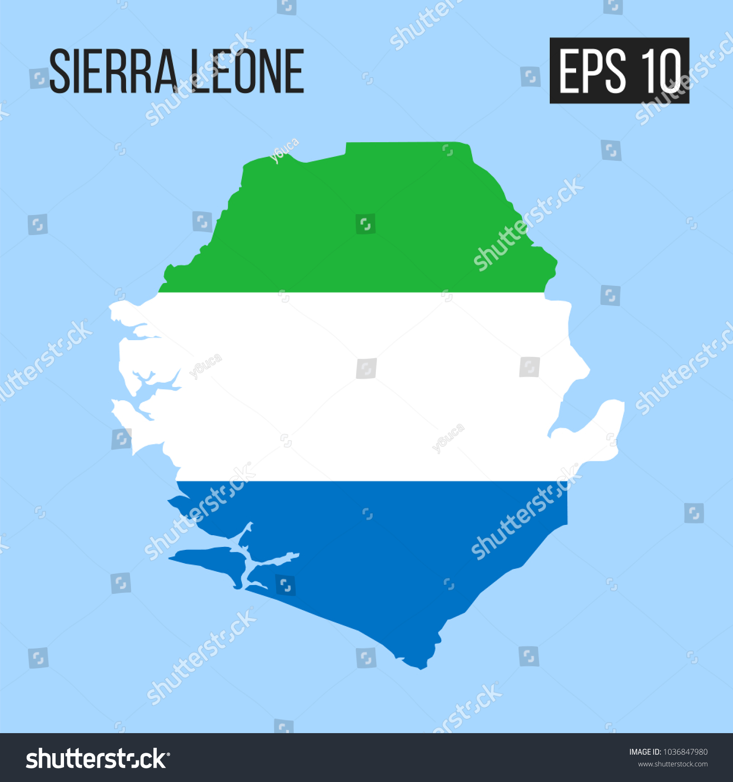 Sierra Leone Map Border Flag Vector Stock Vector Royalty Free