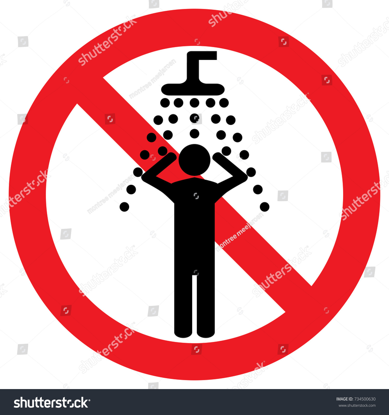 Sign No Shower Vector Stock Vector (Royalty Free) 734500630