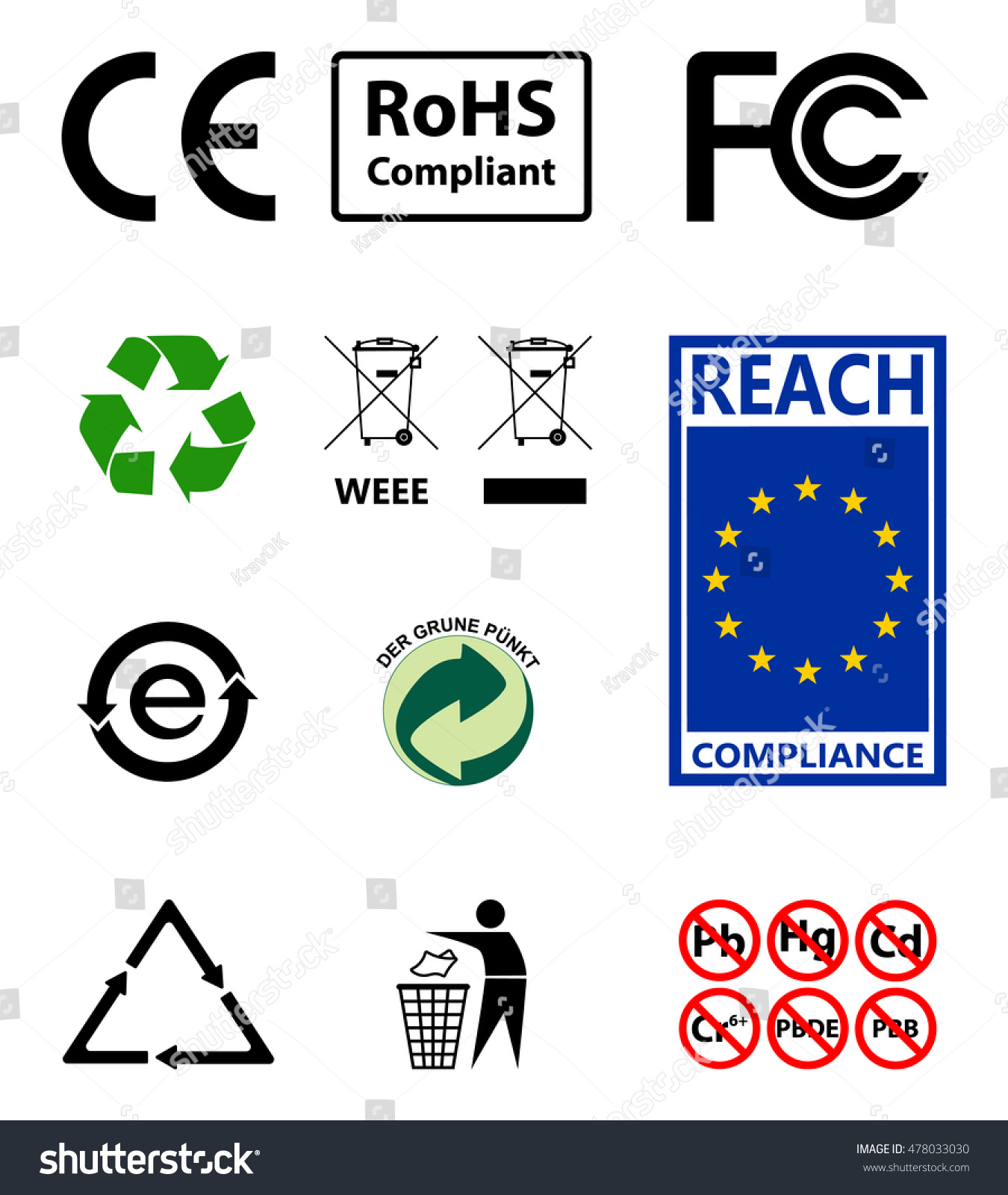 Sign Recycling Environmental Protection Rohs Compliant Stock Vector