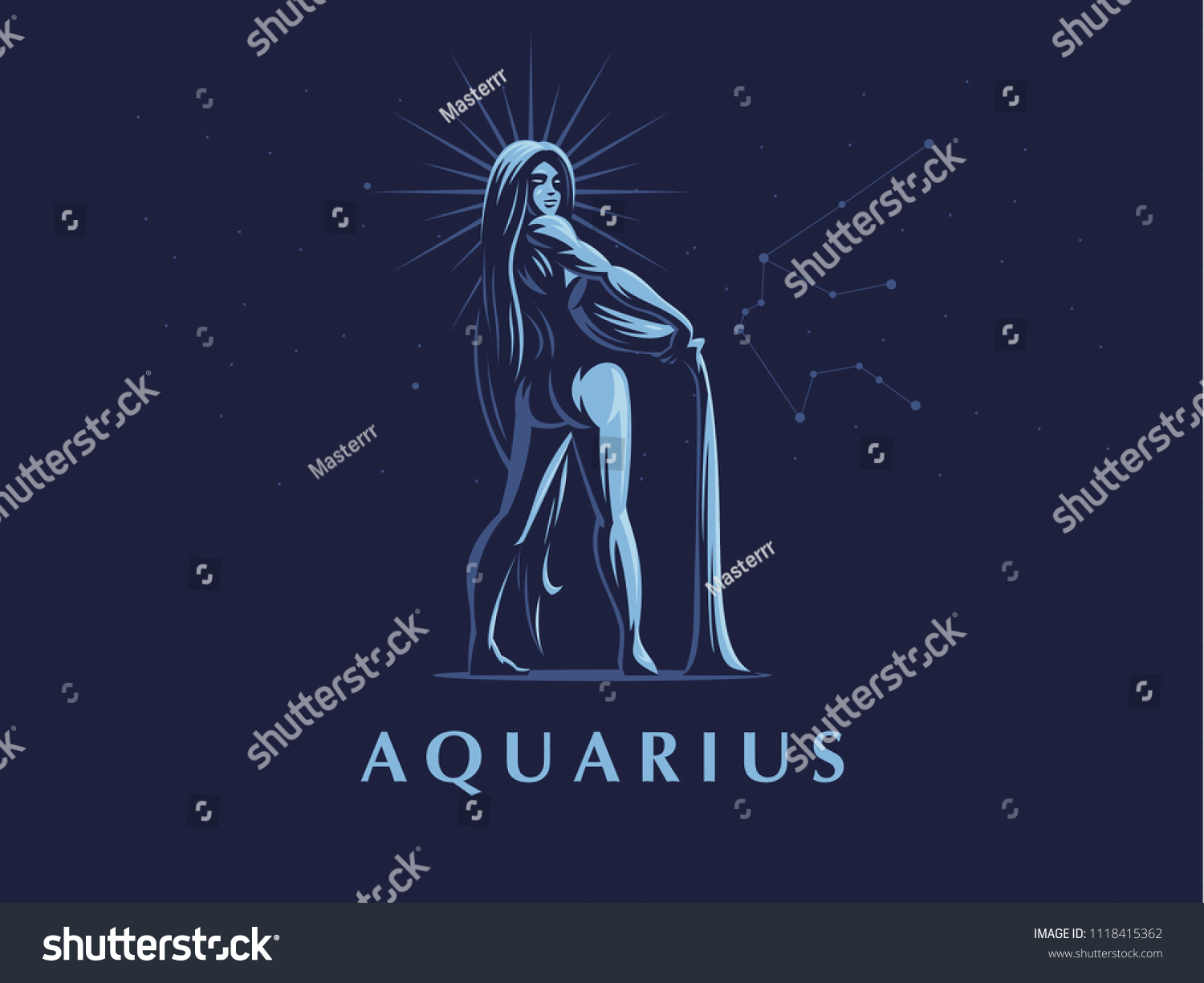 Sign Zodiac Aquarius Constellation Aquarius Vector Stock Vector