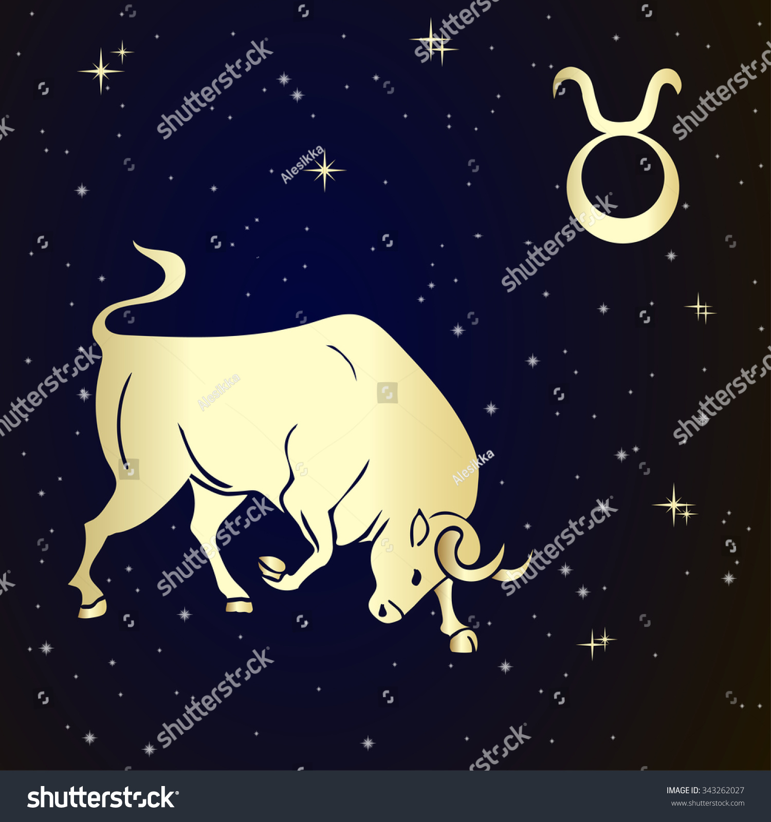 Sign Of The Zodiac Taurus Is The Starry Sky, Vector Illustration ...