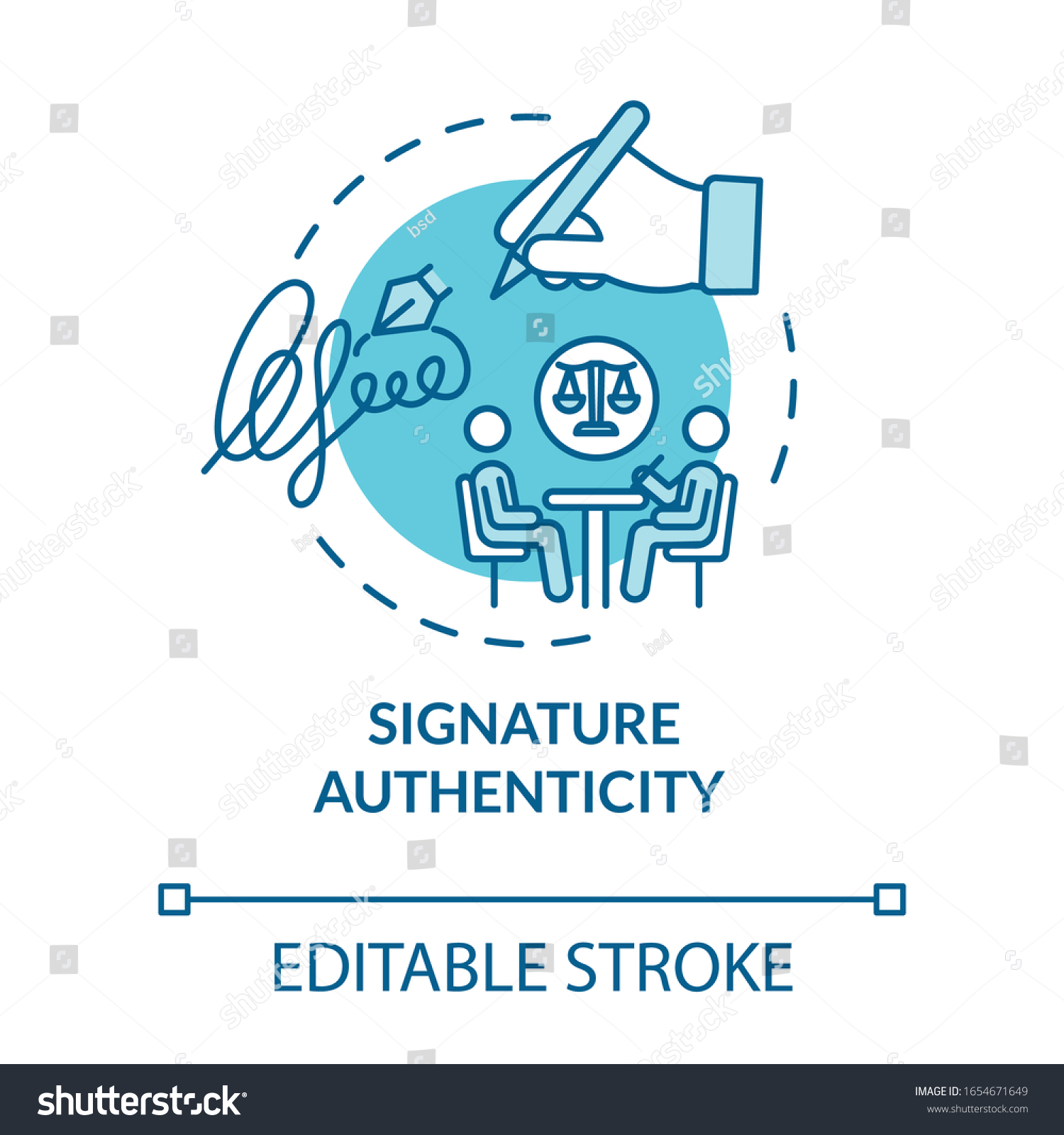 Signature Authenticity Turquoise Concept Icon Identity Stock Vector Royalty Free