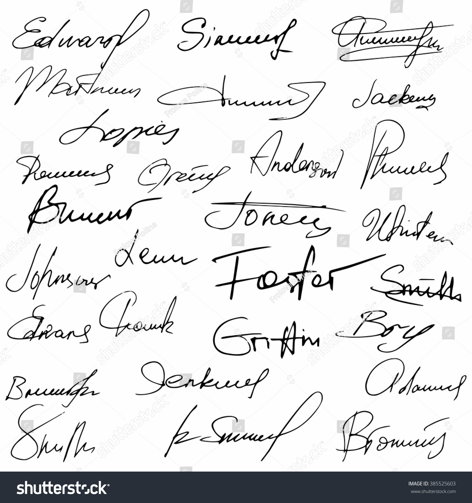 Signatures Set Fictitious Contract Signatures Business Stock Vector ...