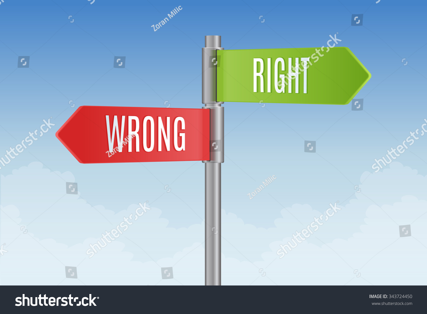 Signpost Right Wrong Direction Signs Vector Stock Vector 343724450 ...