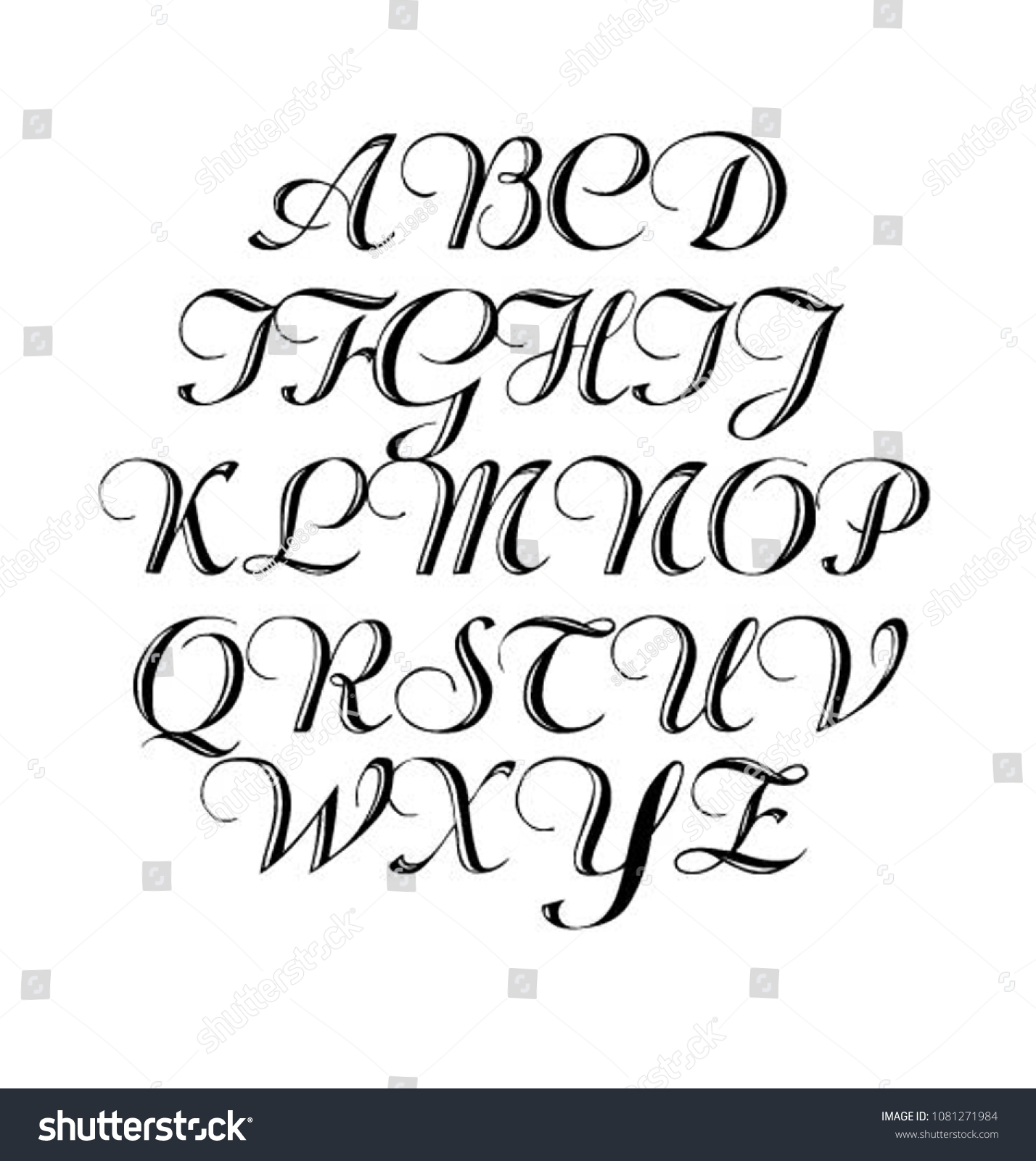 Signs Alphabet Calligraphic Font Vector Illustration Stock Vector ...