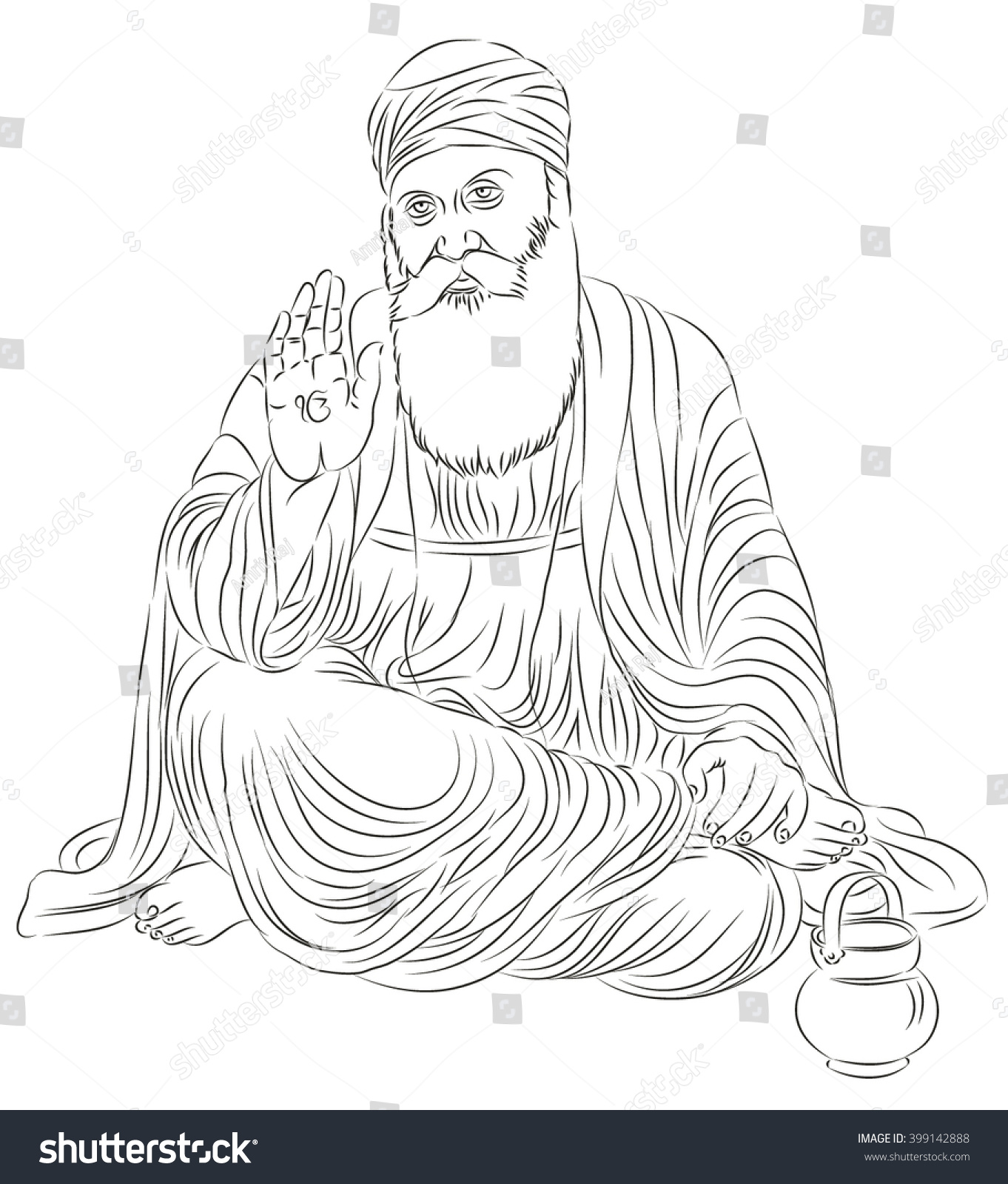 Sikh First Guru Stock Vector 399142888 : Shutterstock