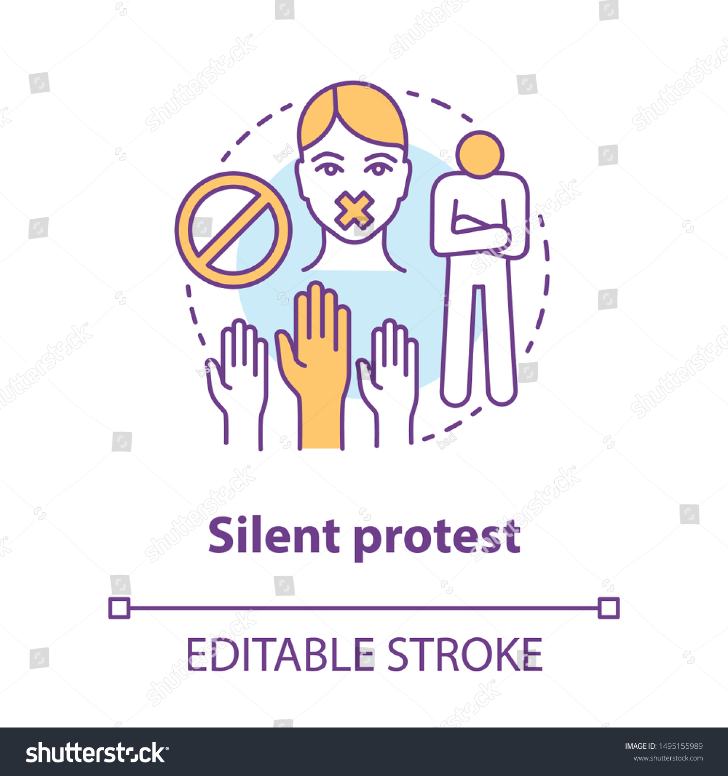 Silent Protest Concept Icon Civil Disobedience Stock Vector (Royalty ...