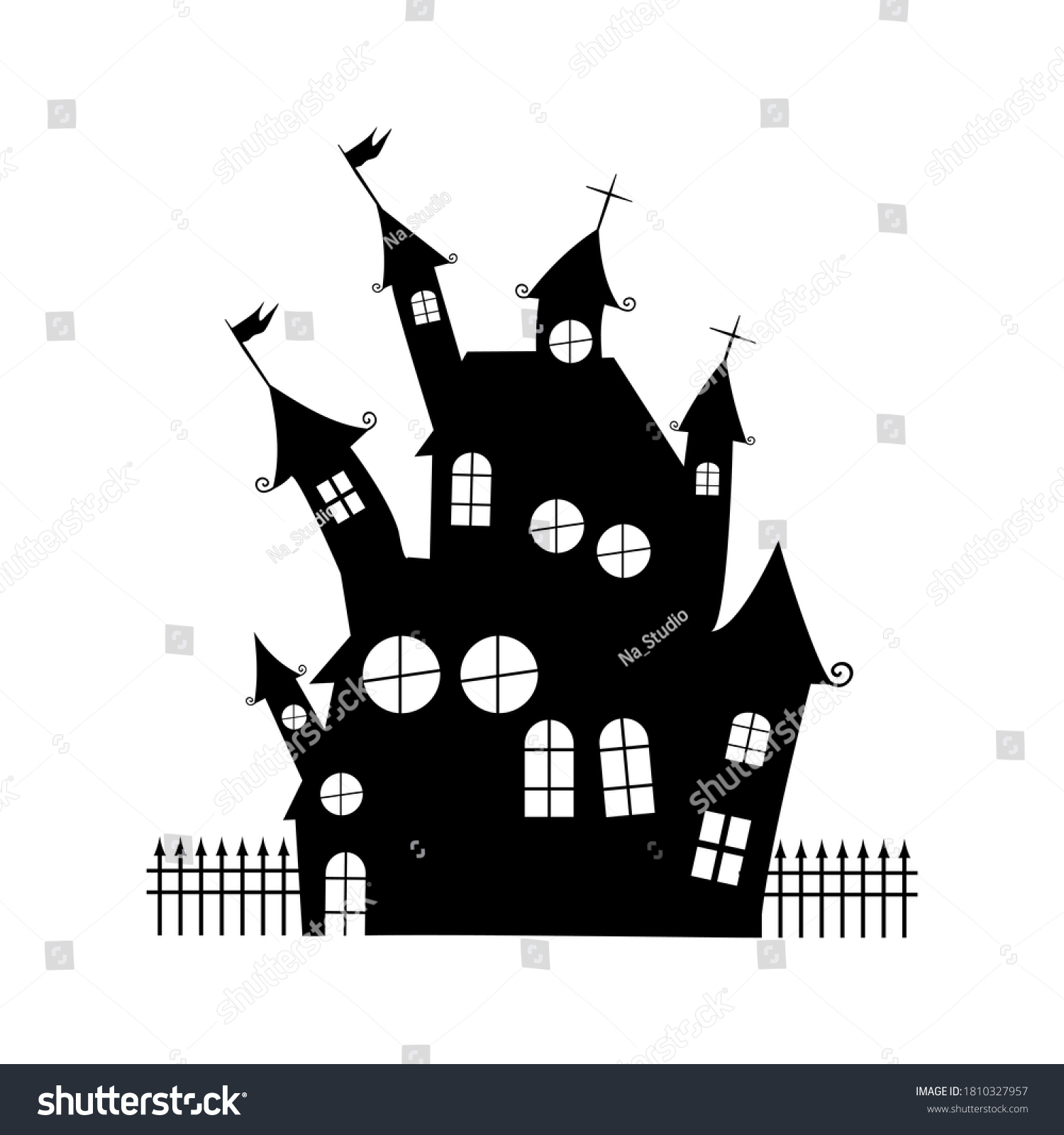 Silhouette Scary House Haunted Houses Halloween Stock Vector (Royalty ...