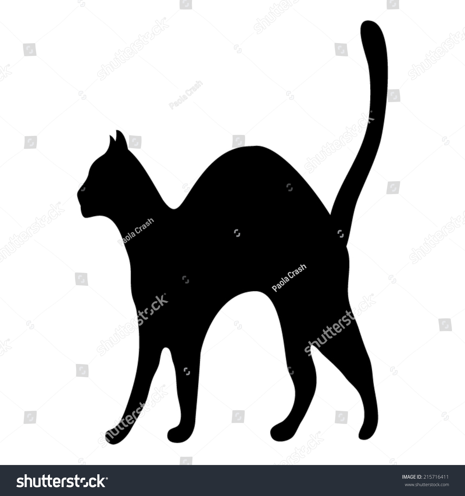 Silhouette Afraid Cat Stock Vector 215716411 - Shutterstock