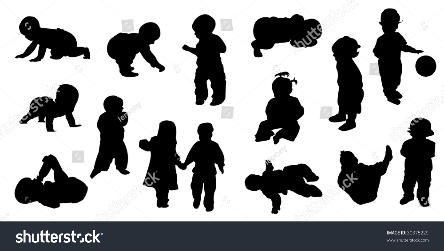 Silhouette Baby Stock Vector Illustration 30375229 : Shutterstock