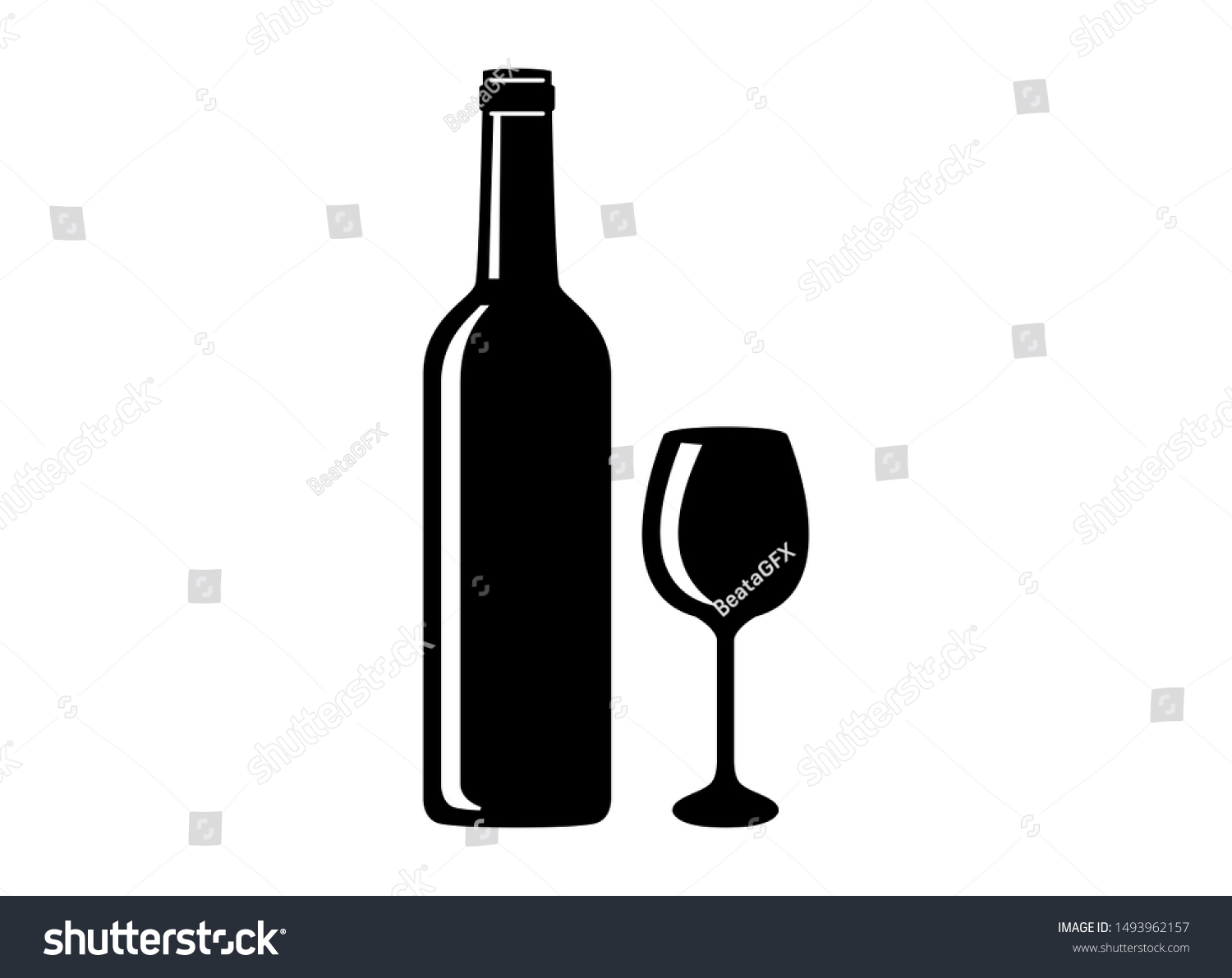 Silhouette Bottle Glass Wine Vector Bottle Stock Vector Royalty Free