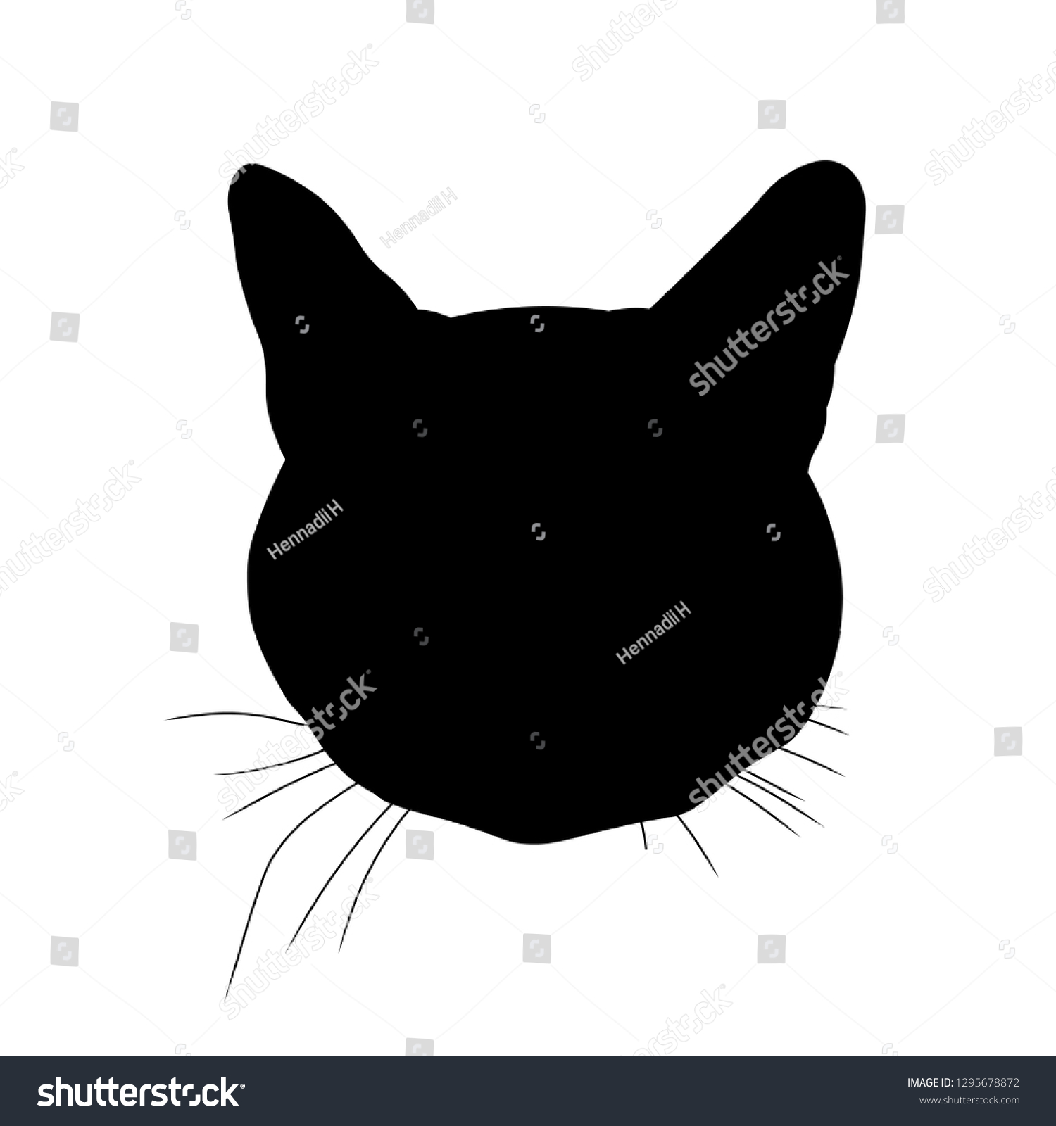 Silhouette Cat Head Vector Illustration Isolated Stock Vector Royalty Free 1295678872 6065