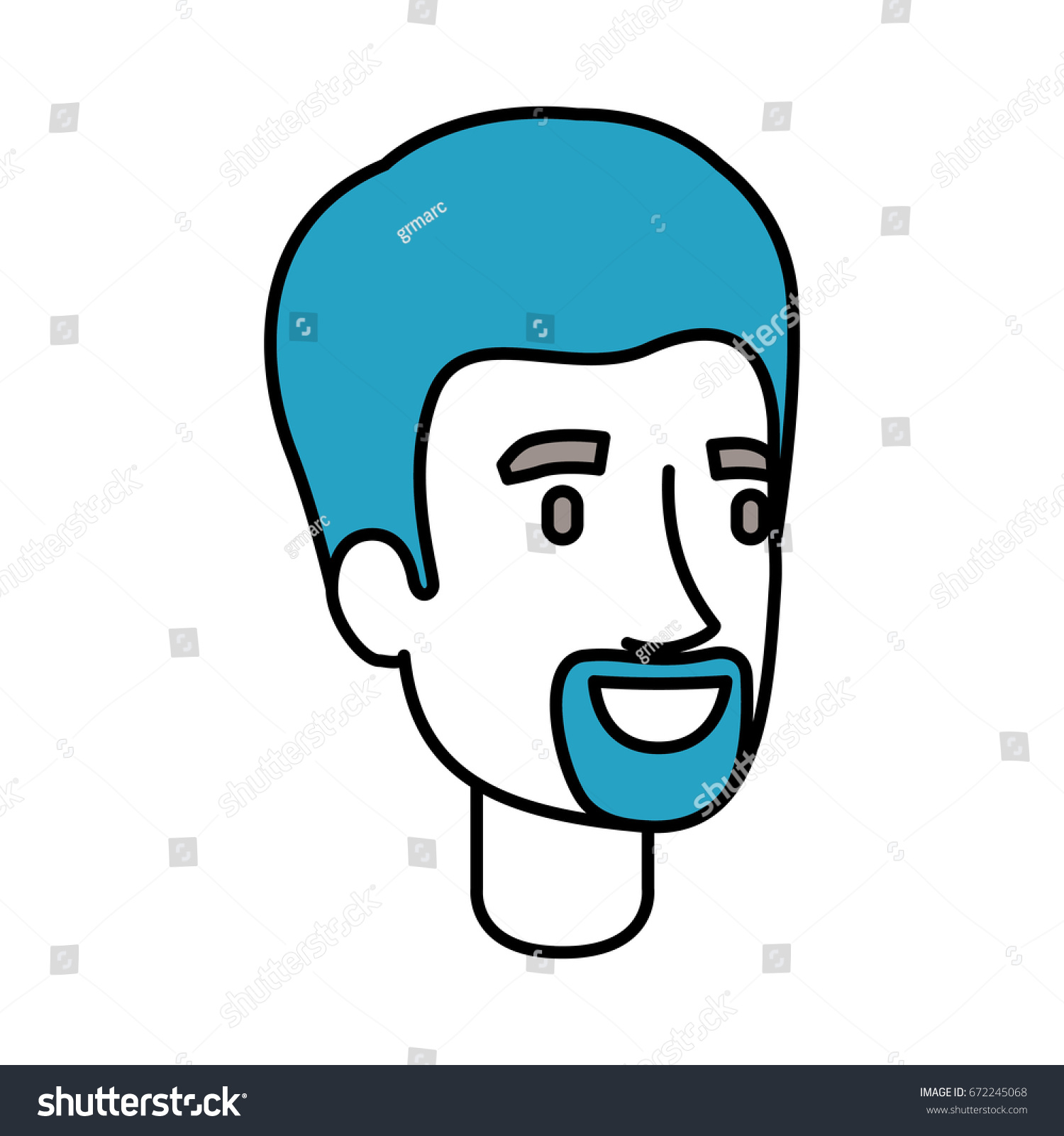 Silhouette Color Sections Man Face Beard Stock Vector Royalty Free