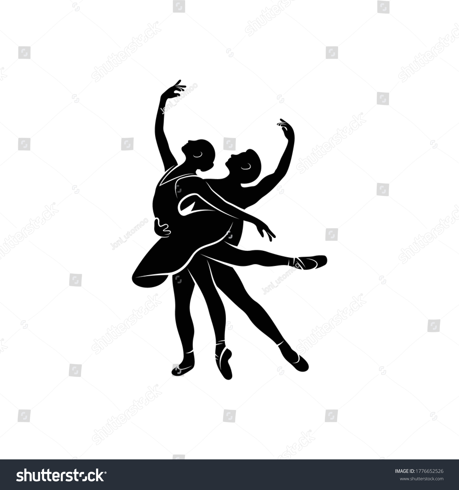 Silhouette Couple Ballet Dancer Vector Design Stock Vector (Royalty ...