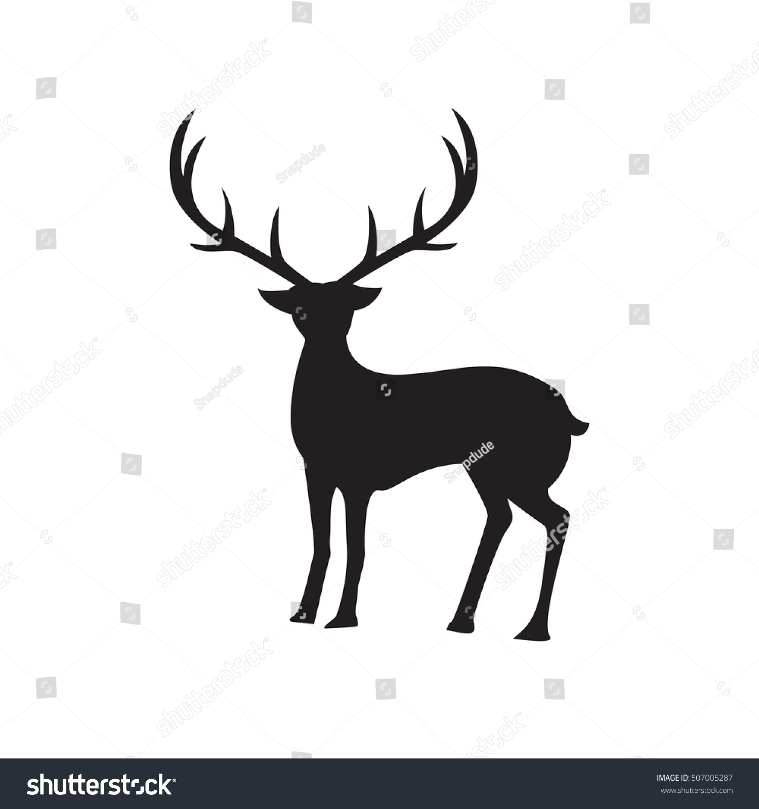 Silhouette Deer With Great Antler Animal Vector Illustration   Stock Vector Silhouette Deer With Great Antler Animal Vector Illustration 507005287 