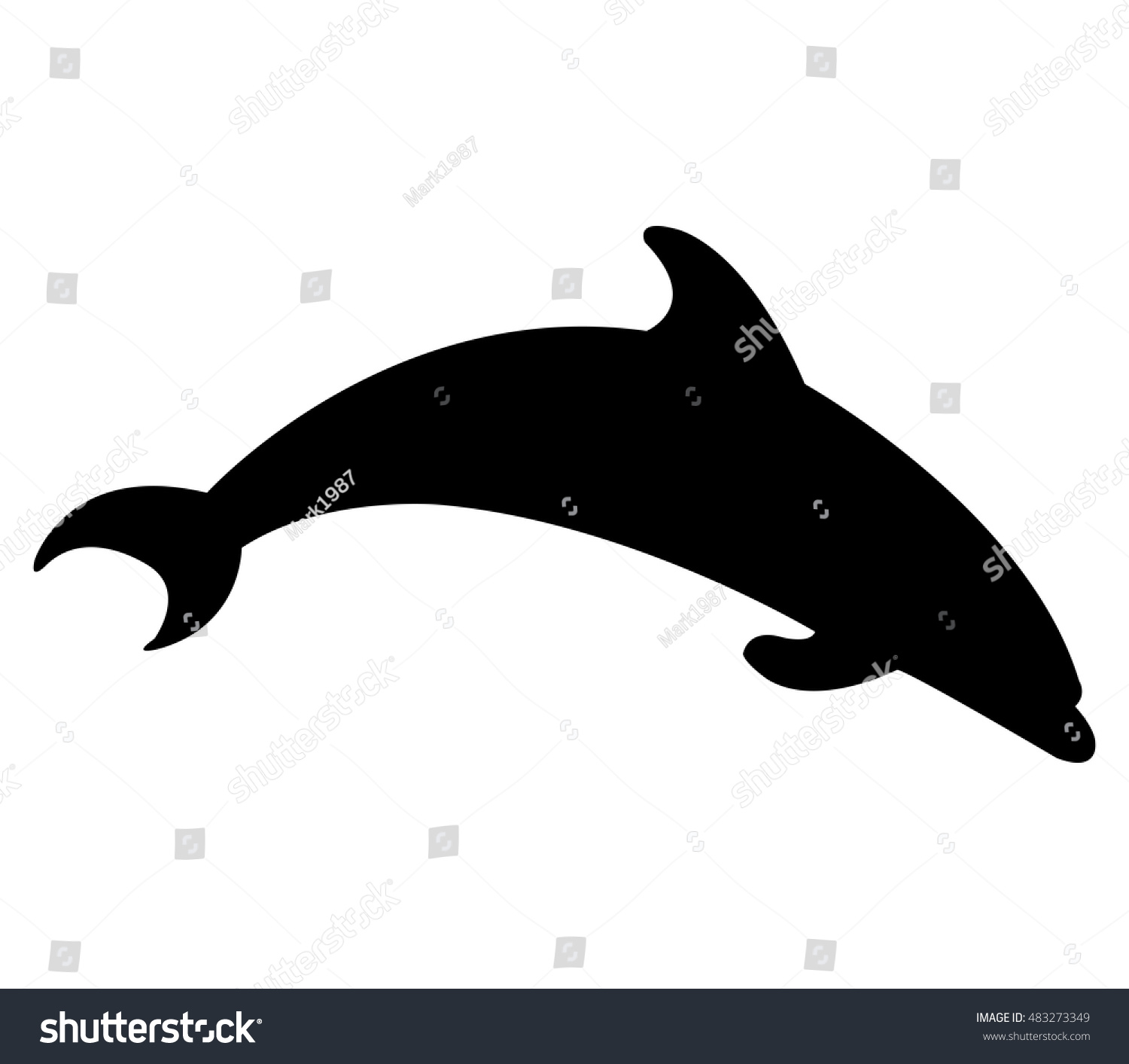 Silhouette Dolphin Stock Vector Illustration 483273349 : Shutterstock