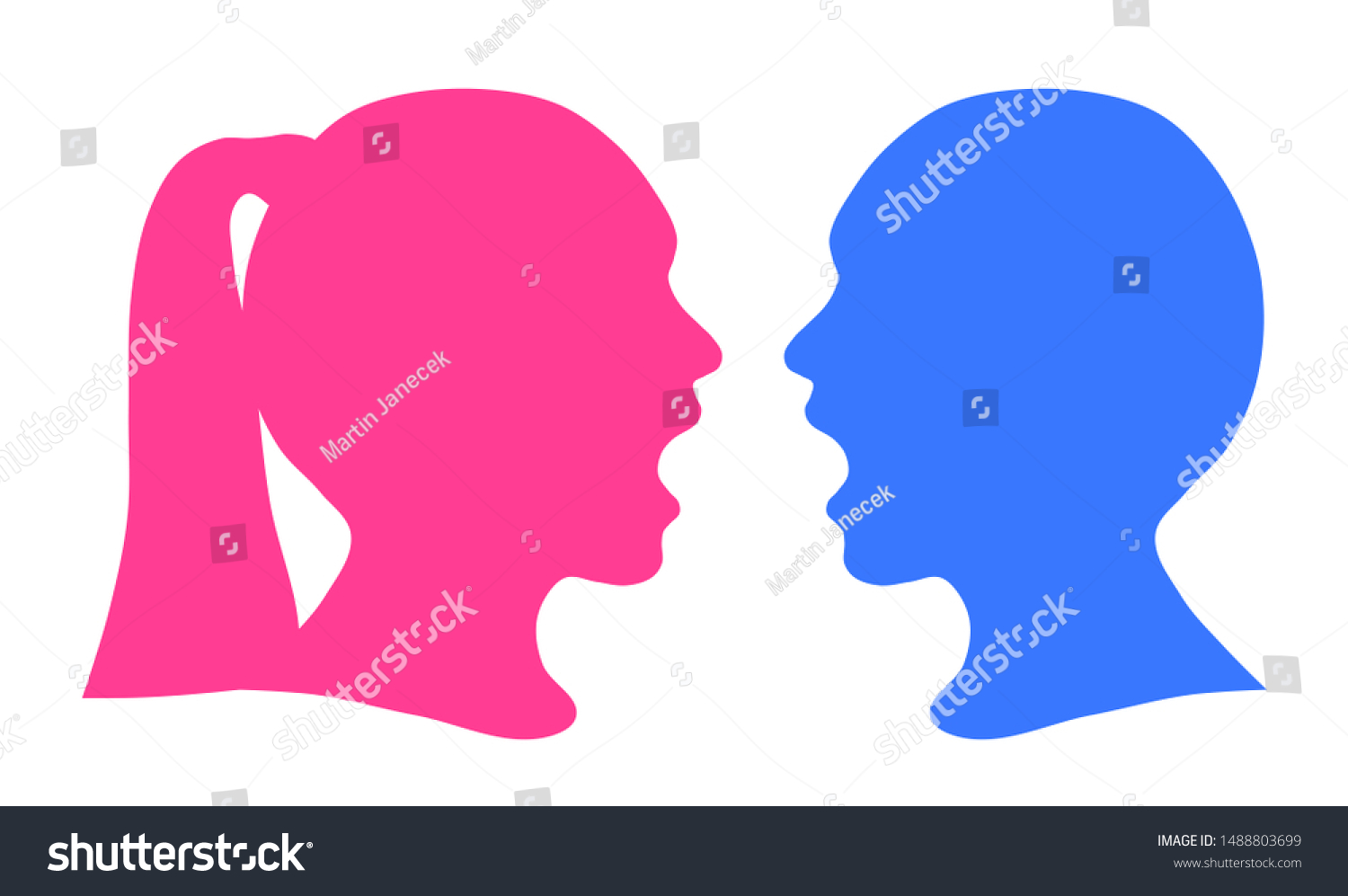 Silhouette Girl Boy Communication Argument Stock Vector (Royalty Free ...